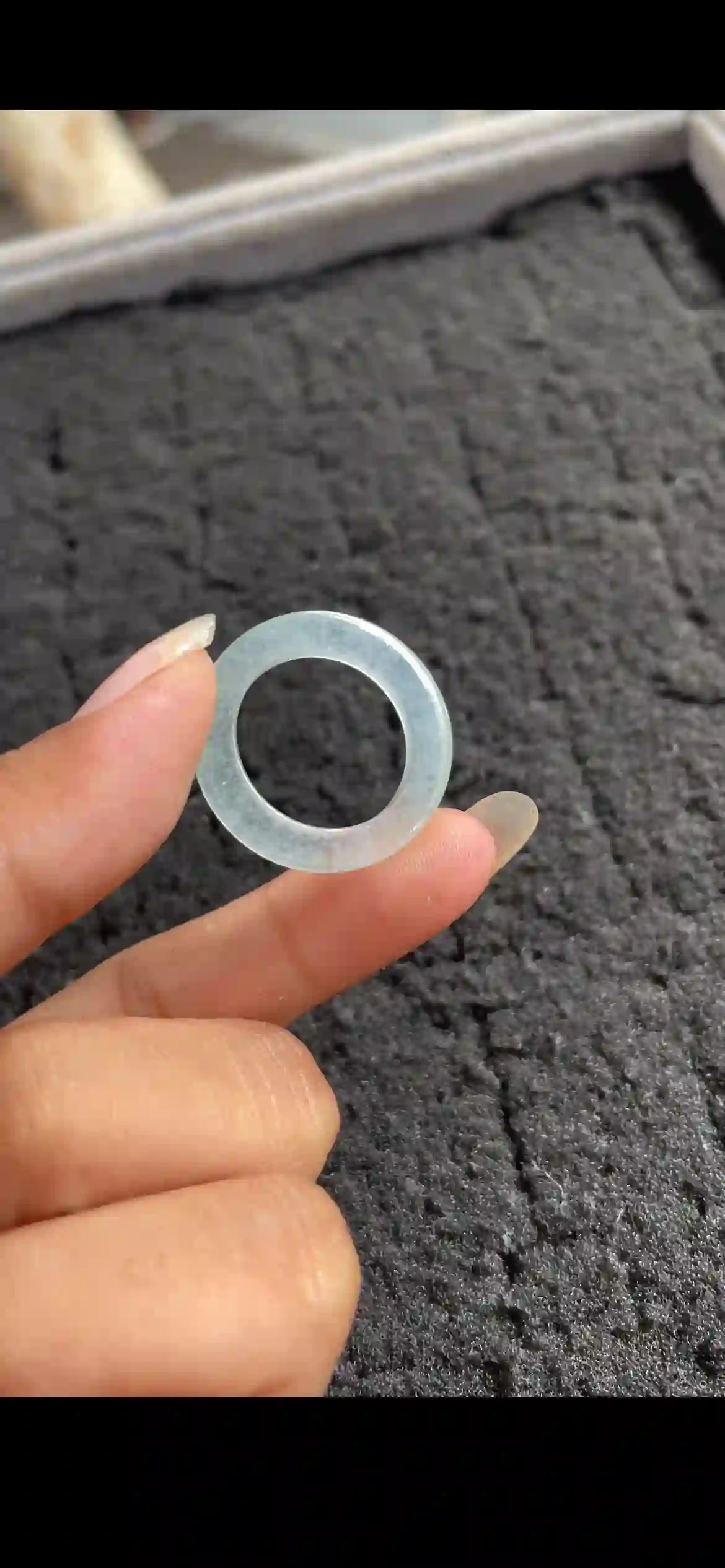 Natural High‑Icy Translucent Pale Jadeite Ring Band, view 2 | Myanmar Jadeite reference #24750001