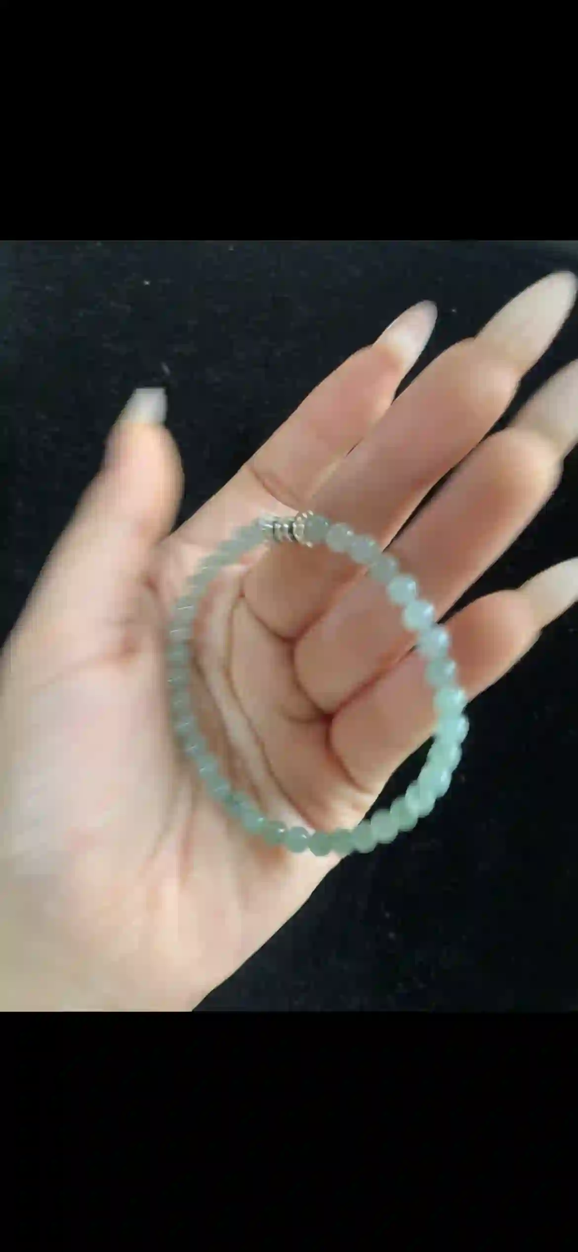 Pale Celadon Jade Bracelet with Emerald & Crystal Accent | Myanmar Jadeite reference #32880001
