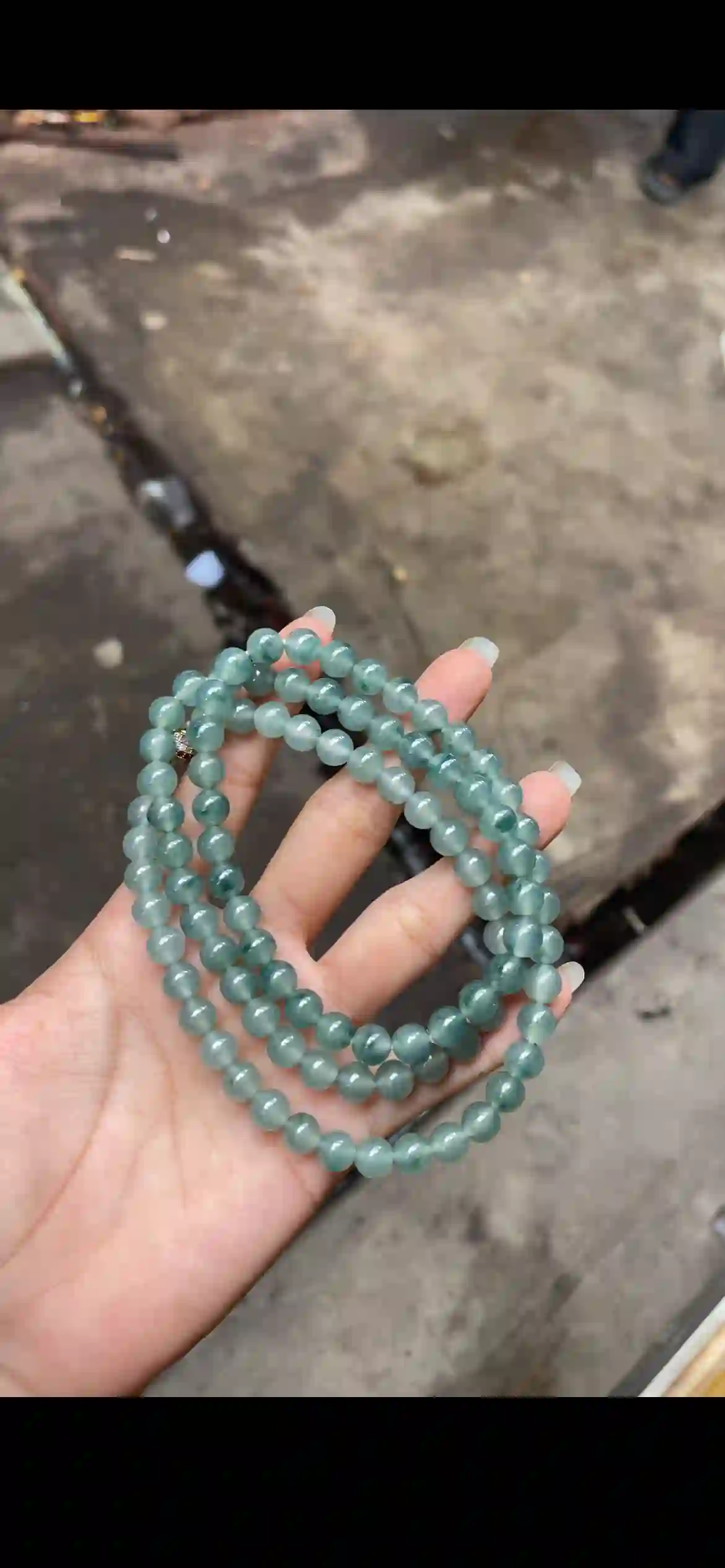 Icy Blue-Green Floating Jadeite Bead Multi-Strand Jewelry, view 2 | Myanmar Jadeite reference #15720001