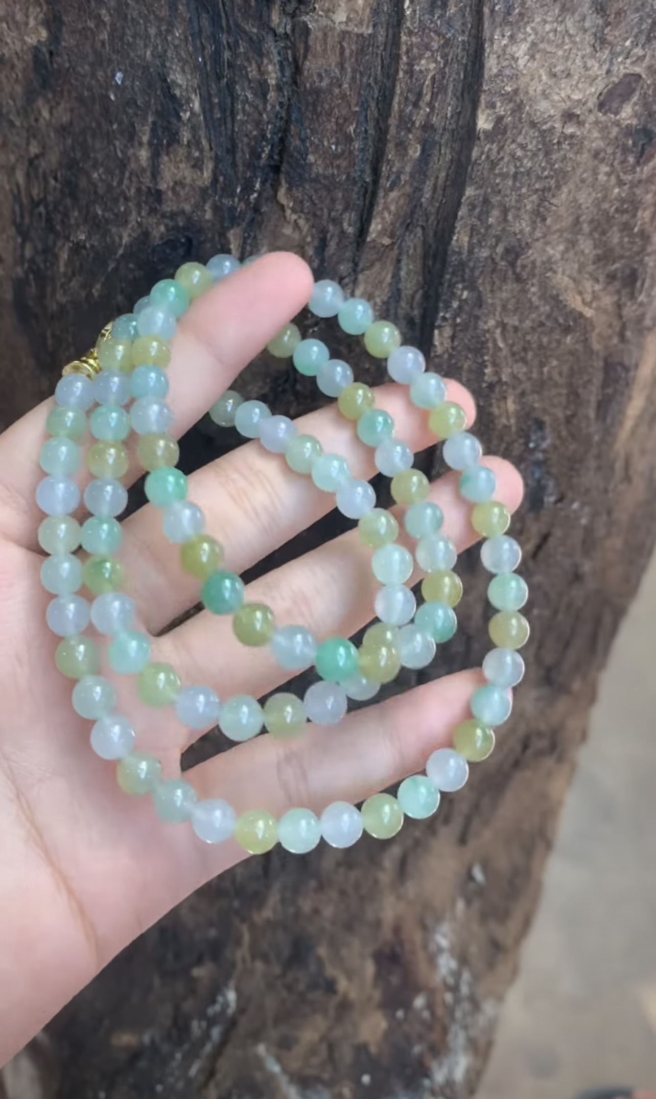 Natural Pastel Multicolor Ice Jadeite Bead Necklace | Myanmar Jadeite reference #37650001