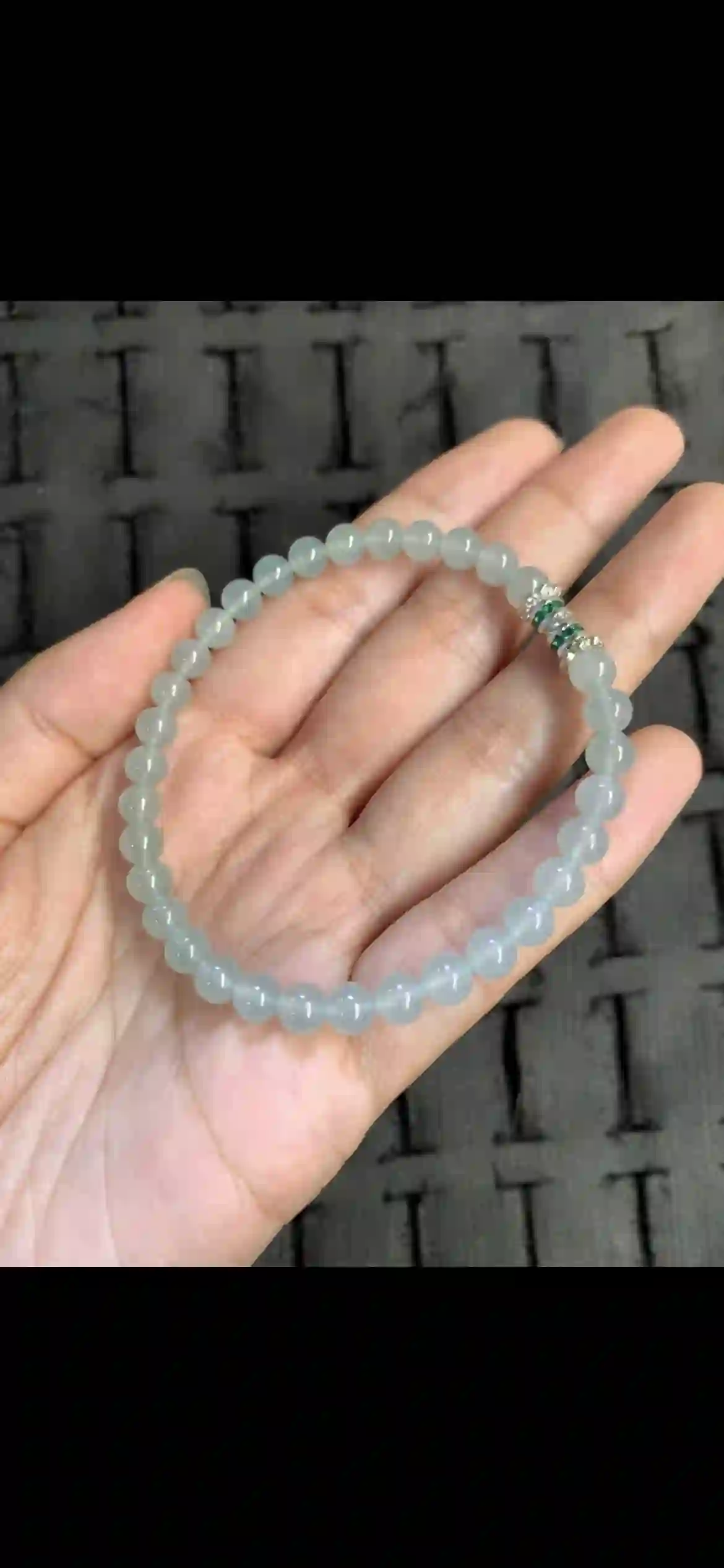 Icy Pale Blue‑Green Jadeite Dainty Single‑Wrap Bracelet, view 2 | Myanmar Jadeite reference #13110001