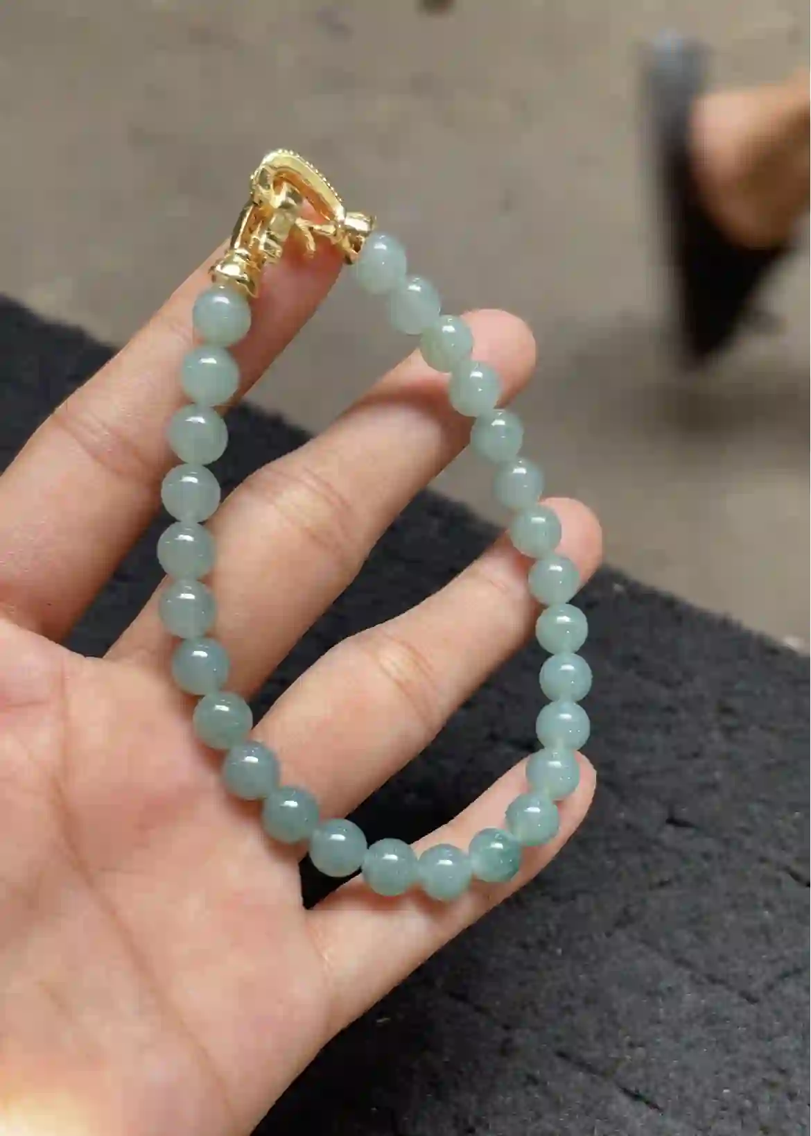 Natural Blue Green Jade Beaded Bracelet | Myanmar Jadeite reference #2280010