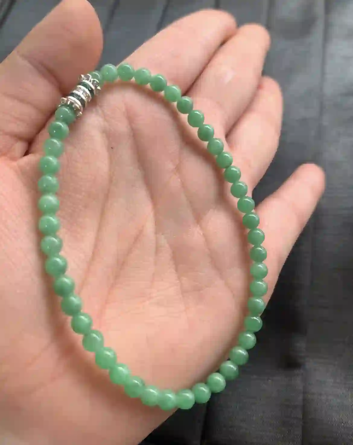 Natural Green Jade Beaded Bracelet | Myanmar Jadeite reference #2340007