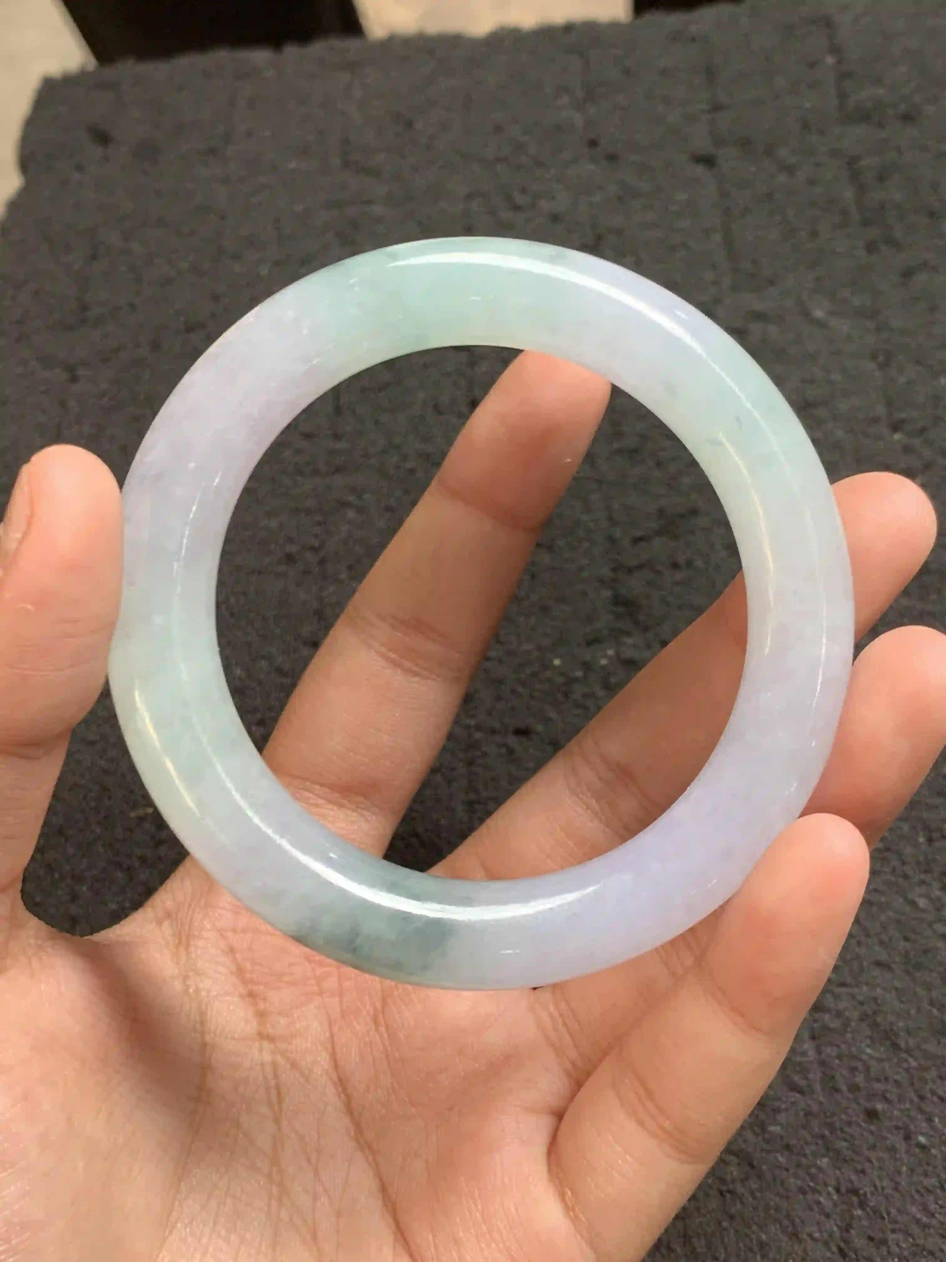 Multicolor Jadeite Bangle - Lavender, Green & Subtle Bluish Veins | Myanmar Jadeite reference #990003