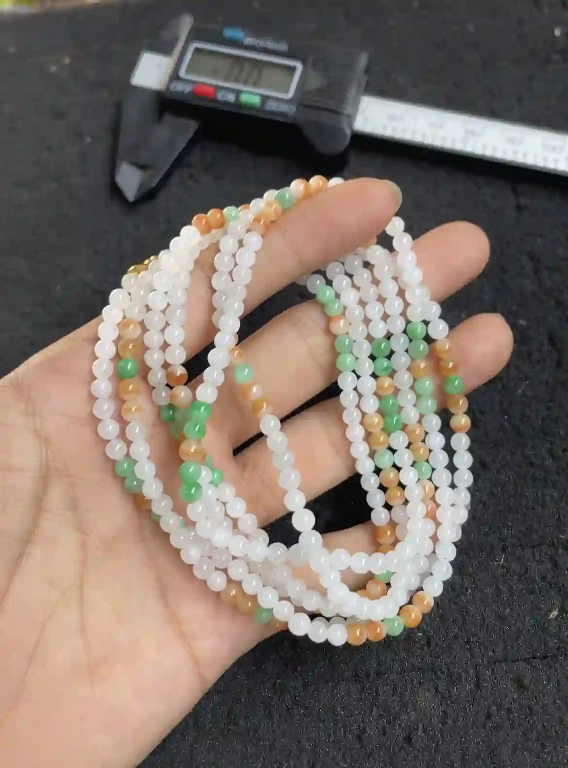 Natural Multicolor Tiny Jade Bead Necklace, view 2 | Myanmar Jadeite reference #2610006