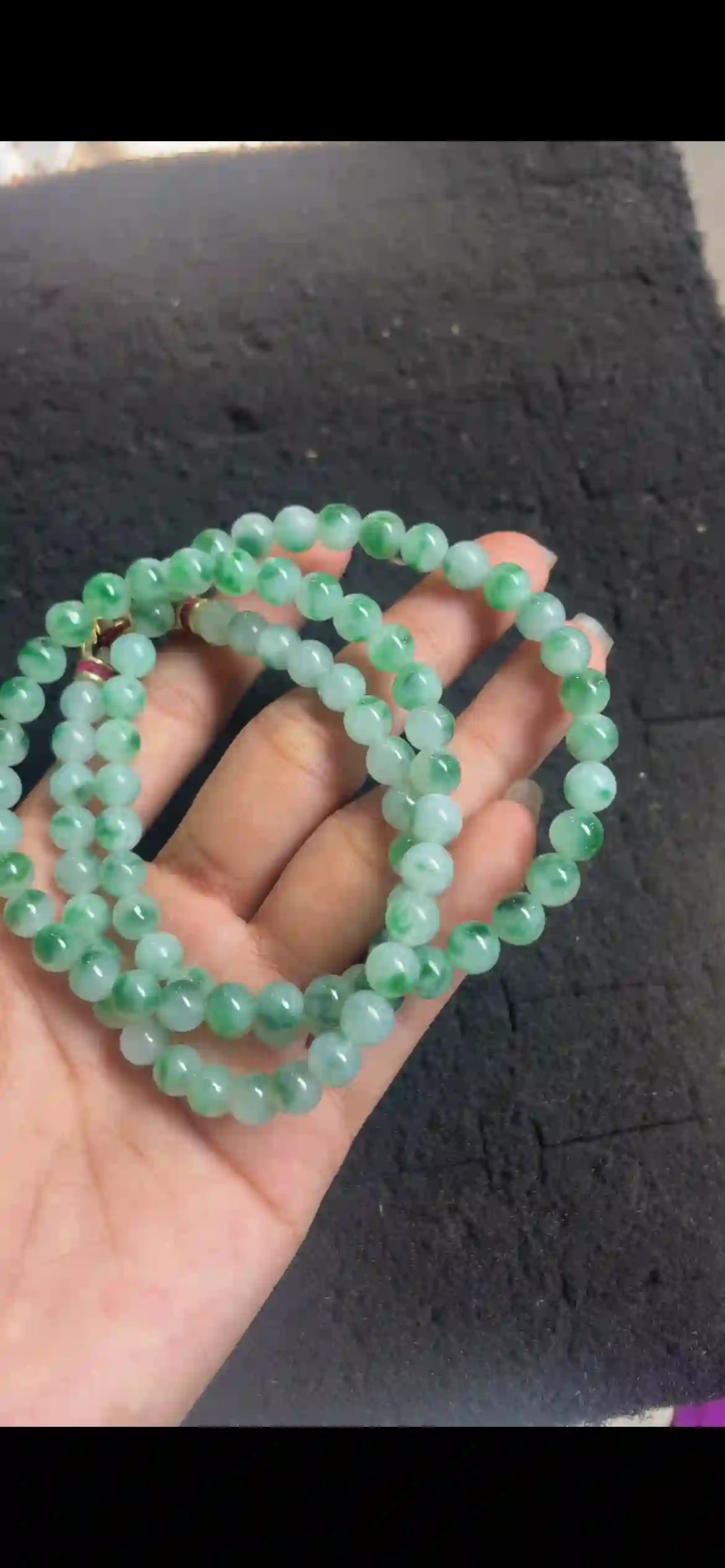 Title  Natural Green Jade Beads Necklace, Icy Translucent Jadeite Beaded Chain, Elegant Gemstone Jewelry | Myanmar Jadeite reference #4680001