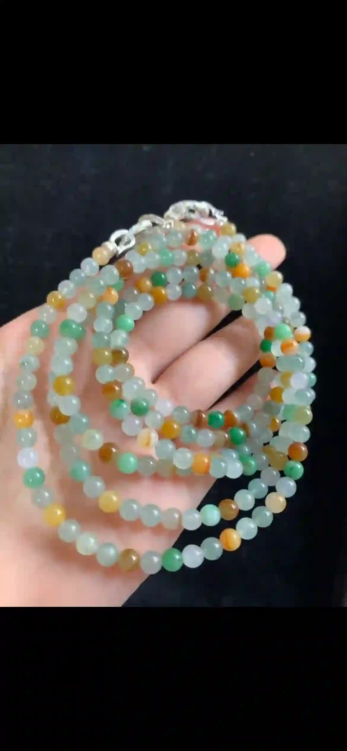 Multi-Strand Pastel Rainbow Jade Bracelet Set — Ornate Silver Clasps | Myanmar Jadeite reference #34740001