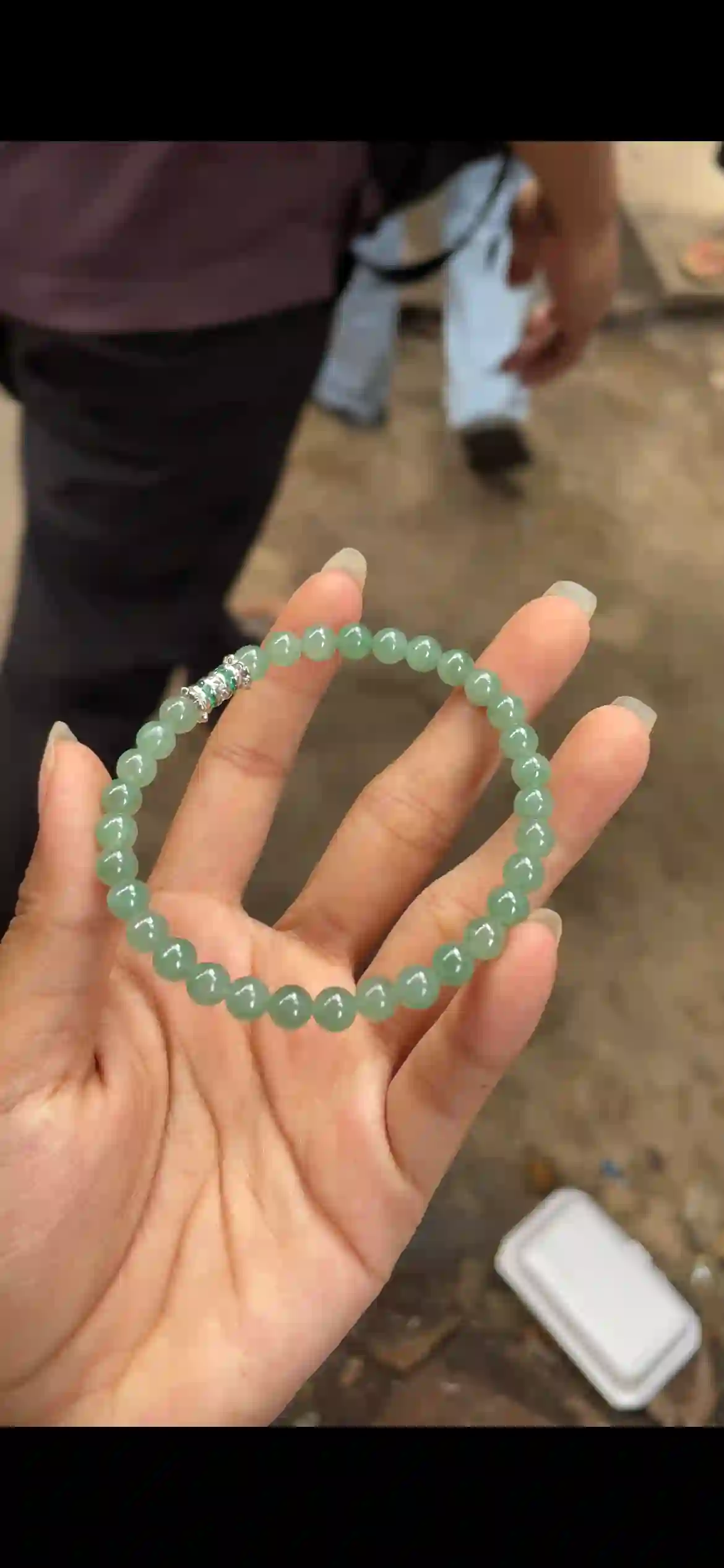 Icy Uniform Pale Green Jadeite Bead Bracelet, view 2 | Myanmar Jadeite reference #8820001