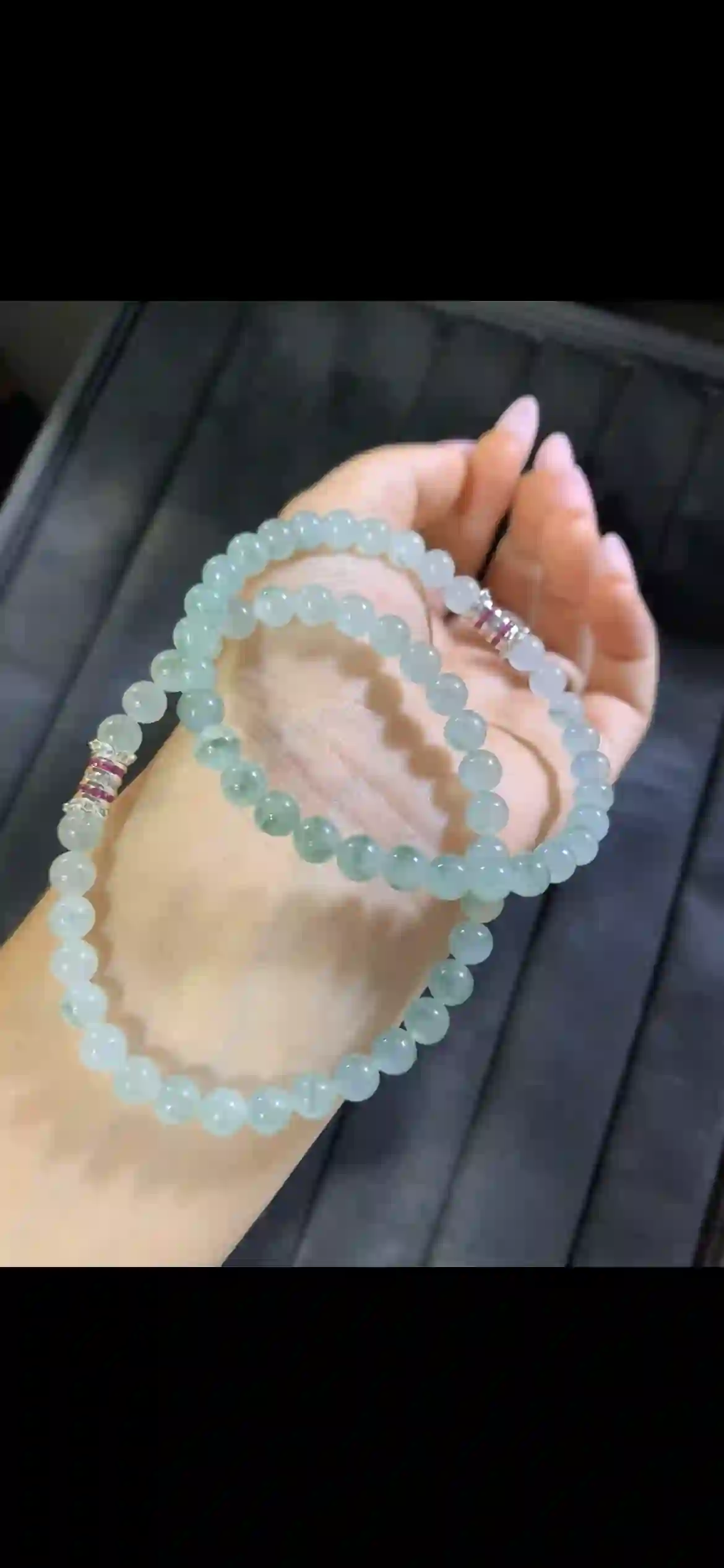 Natural Icy Floating Green Jadeite Multi-Wrap Bead Bracelet, view 2 | Myanmar Jadeite reference #7110005