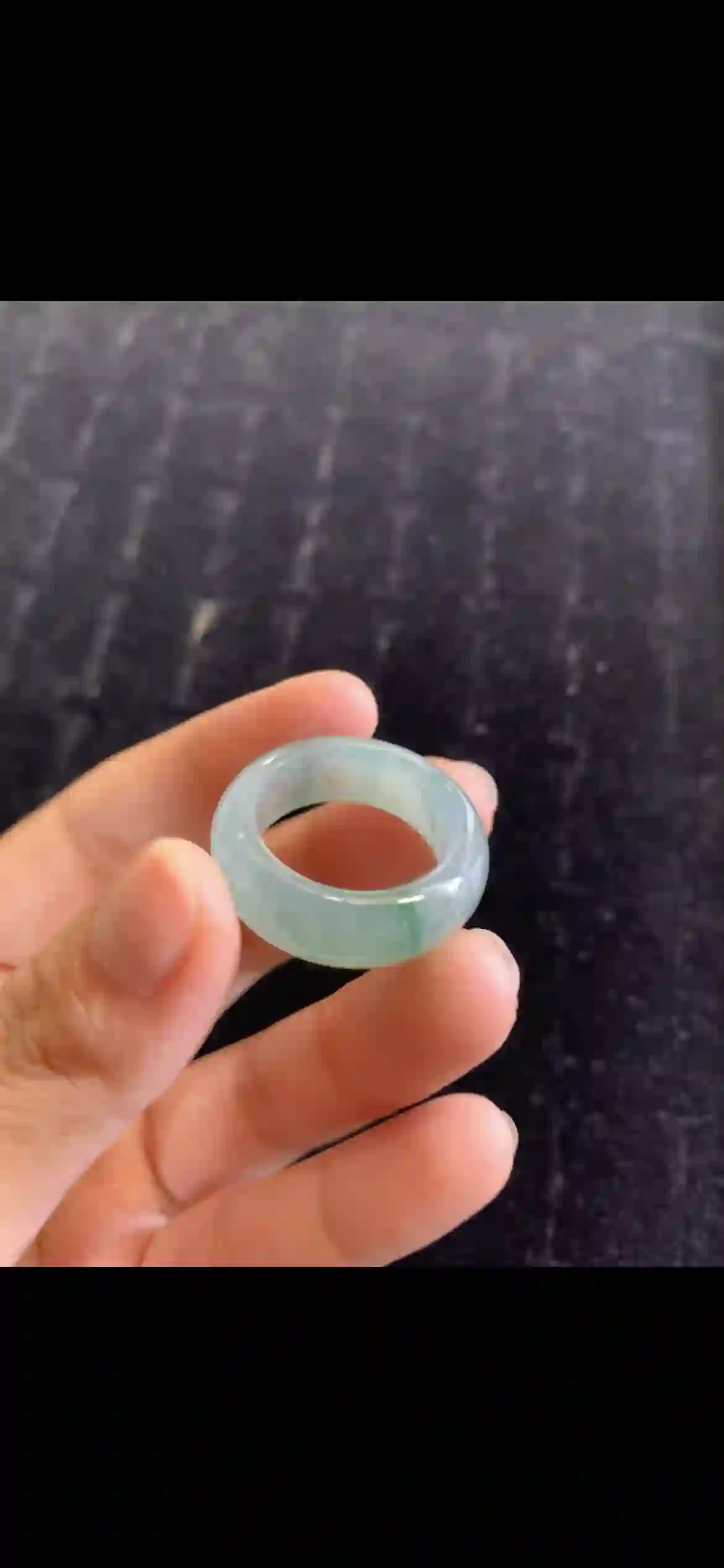 Icy Floating Green Jade Wide Band Ring | Myanmar Jadeite reference #17700001