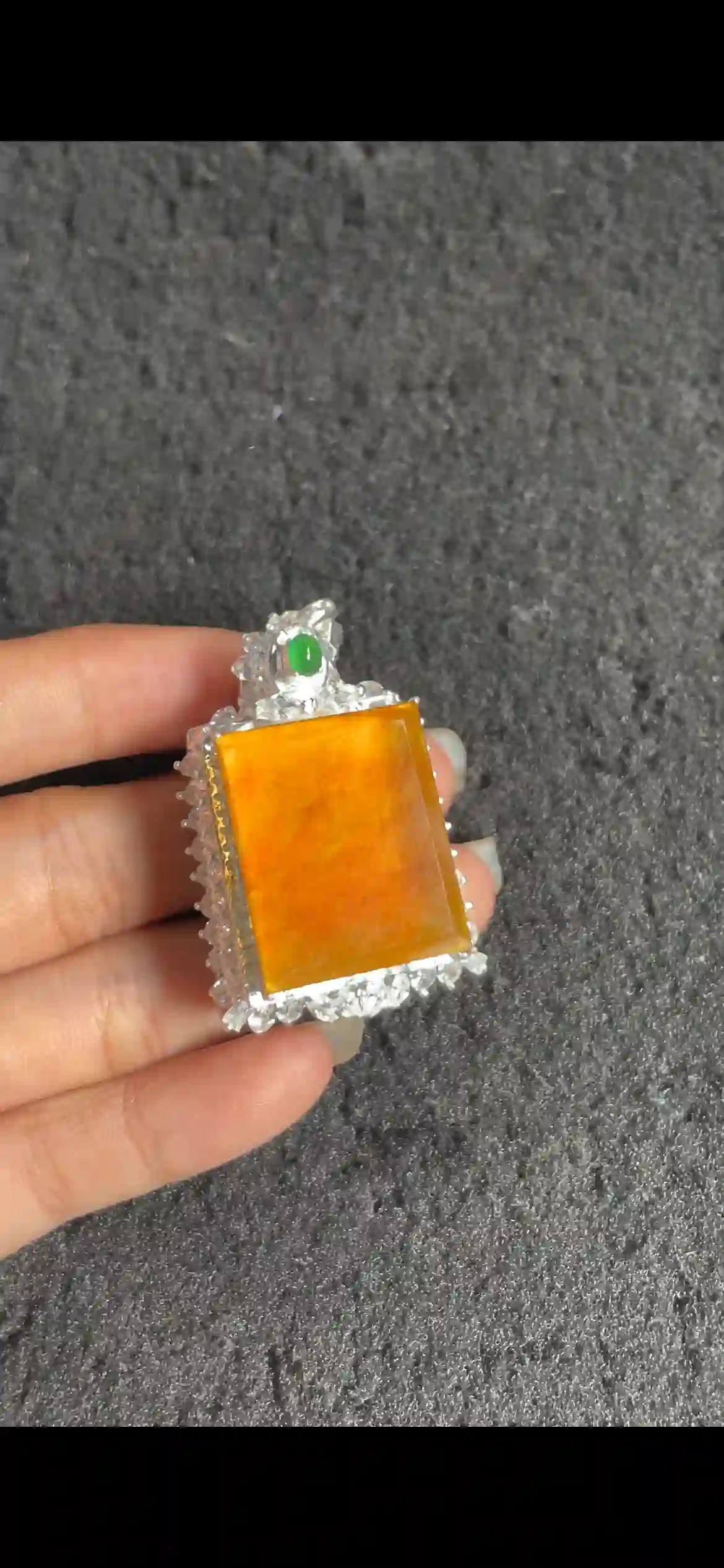Natural Rich Honey Yellow Jadeite Rectangle Pendant | Myanmar Jadeite reference #7230002