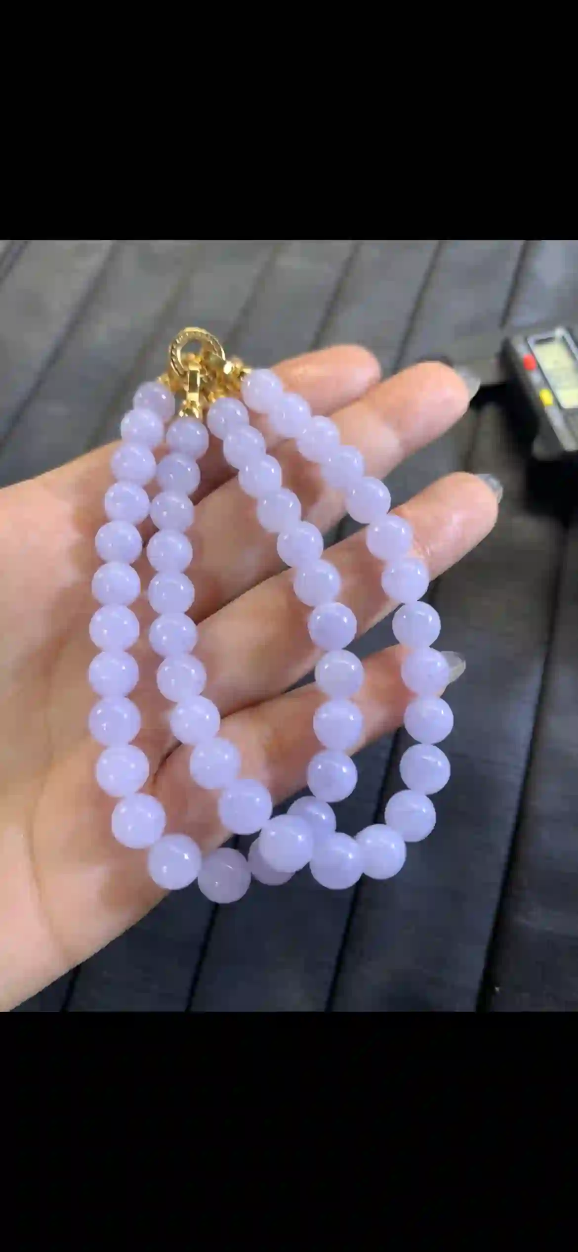 Natural Lavender Jadeite Bead Necklace, view 2 | Myanmar Jadeite reference #7500001