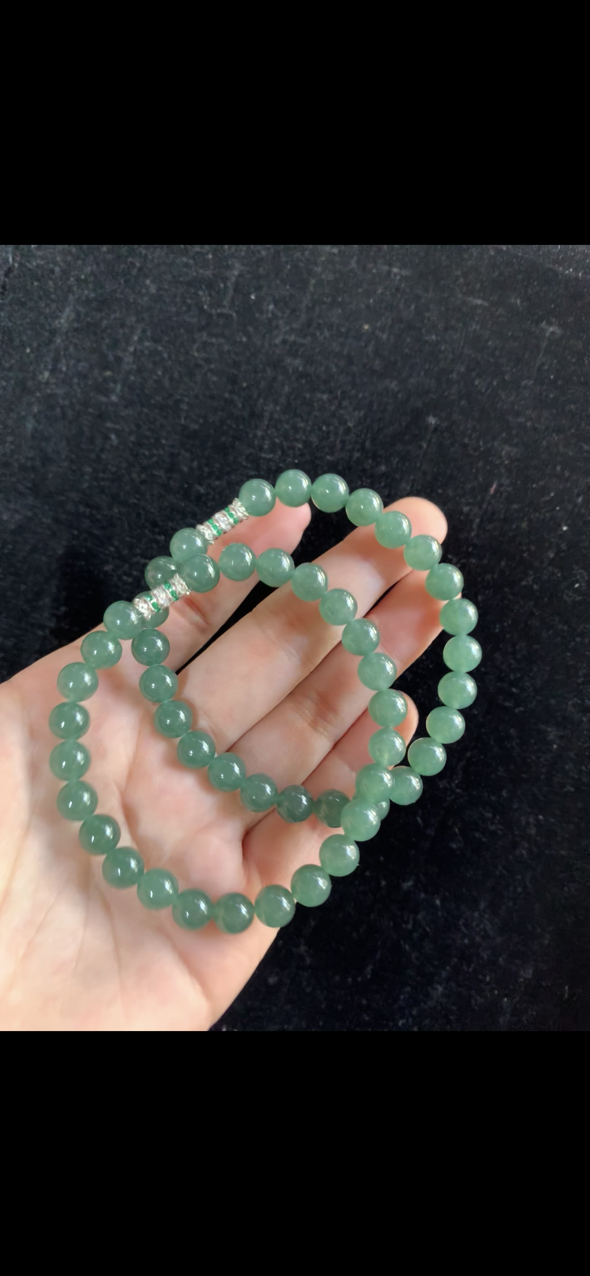 Serene Deep Sage Green Jade Double-Strand Bracelet