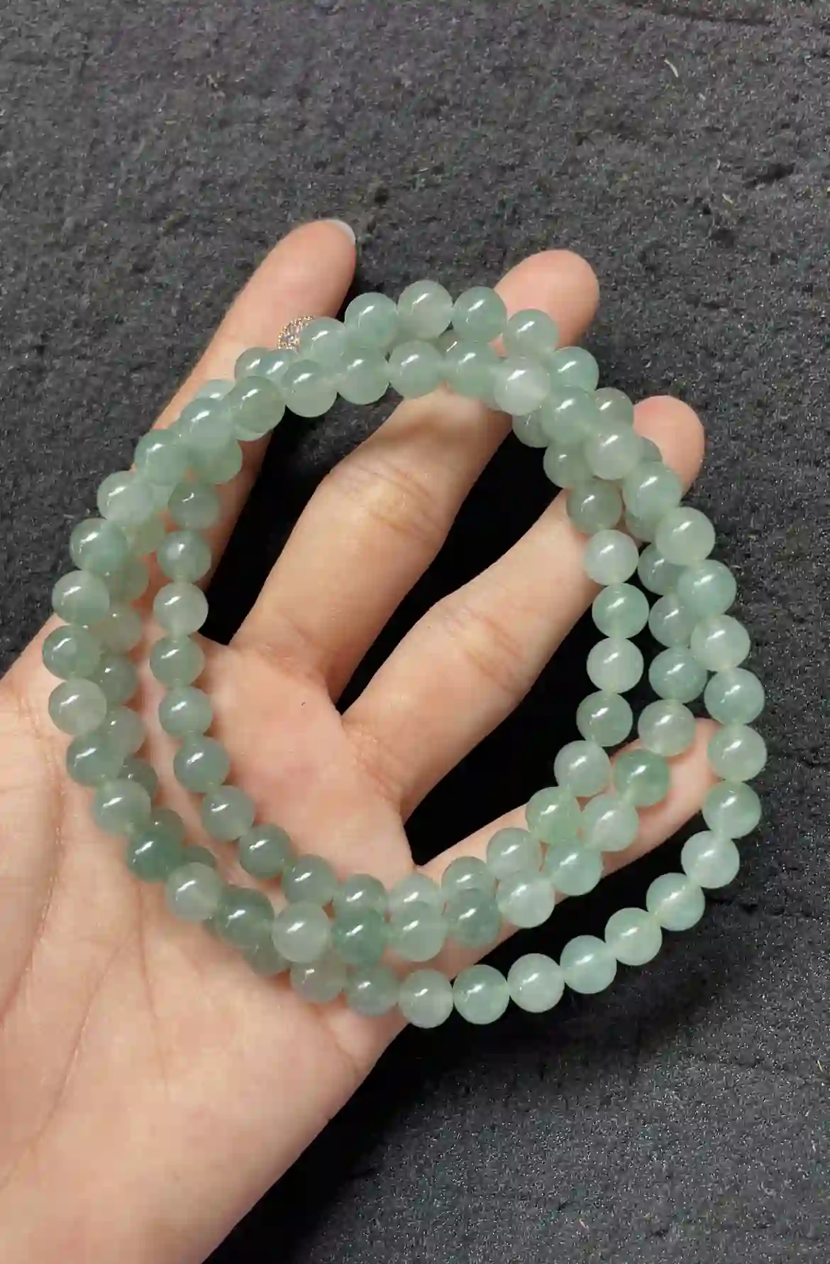 Serene Green Jade Bead Necklace, view 2 | Myanmar Jadeite reference #2640006