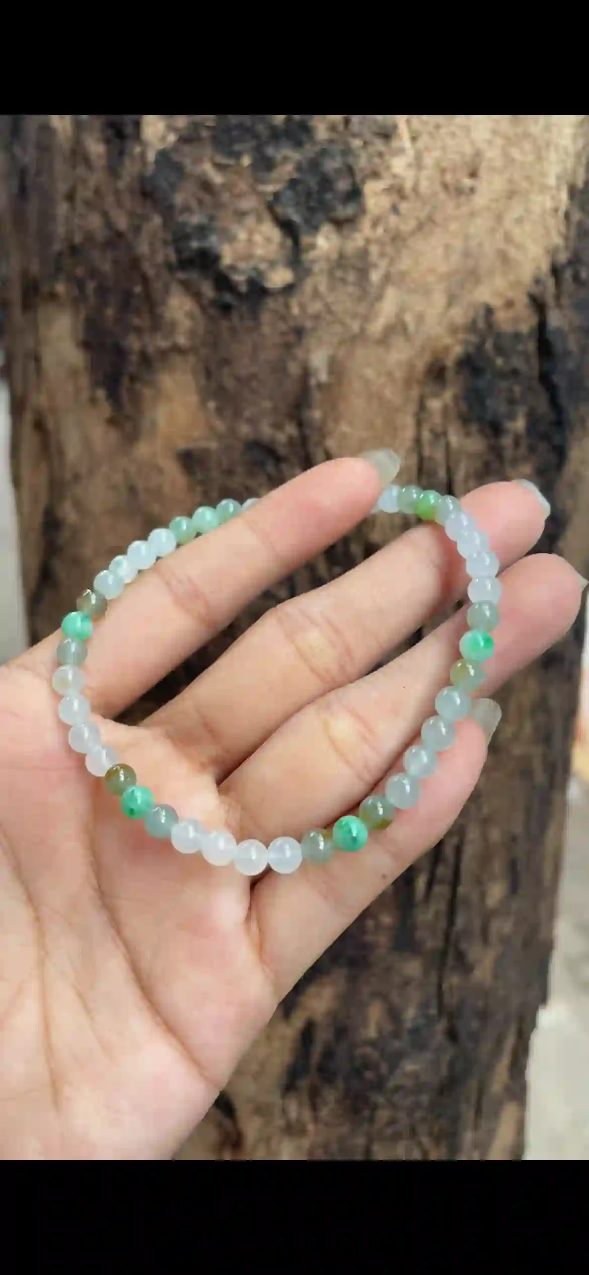   Multi-Color Icy Jadeite Bead Bracelet, view 2 | Myanmar Jadeite reference #8040001