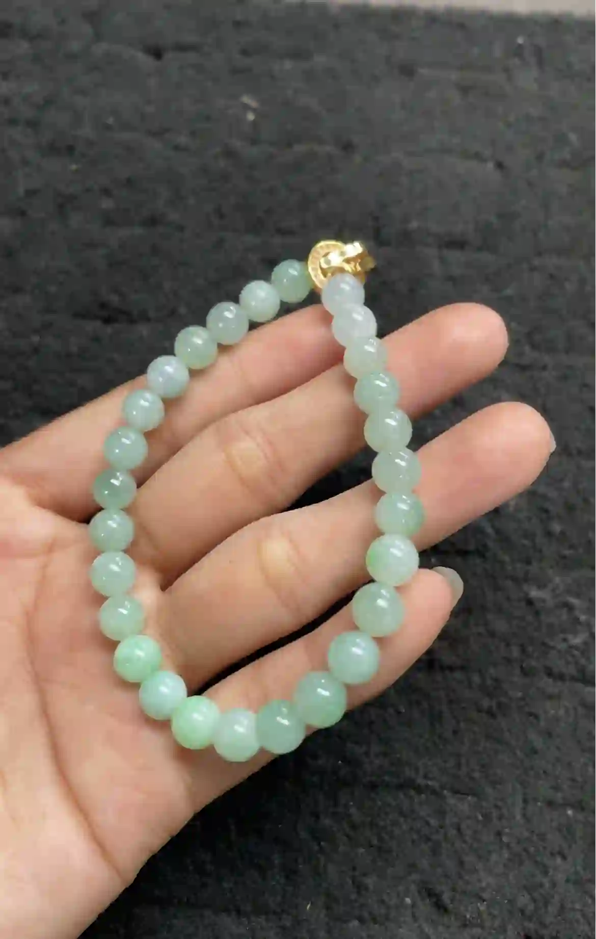 Natural Green Jade Beaded Bracelet | Myanmar Jadeite reference #2370002