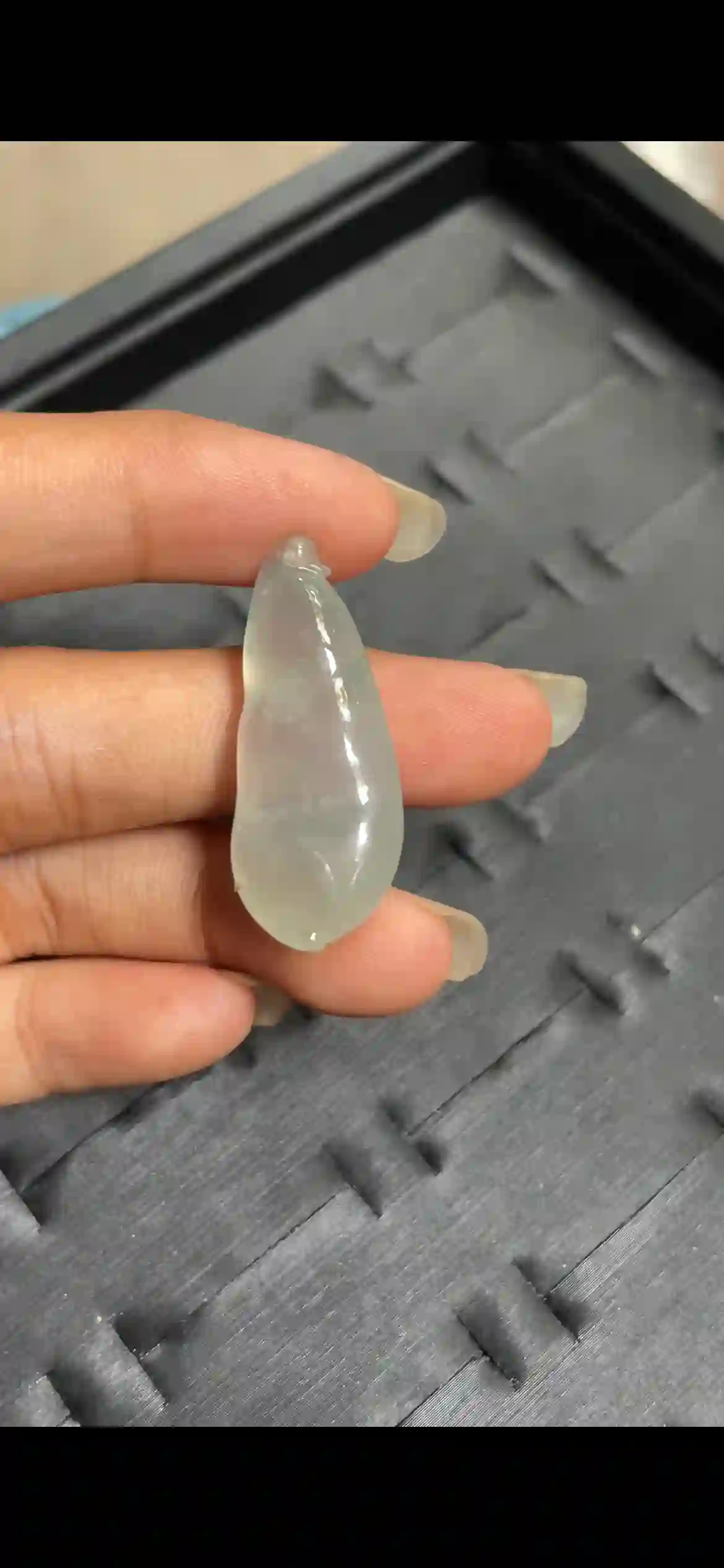 Icy Transparent Jadeite Melon Pendant, view 2 | Myanmar Jadeite reference #8070001