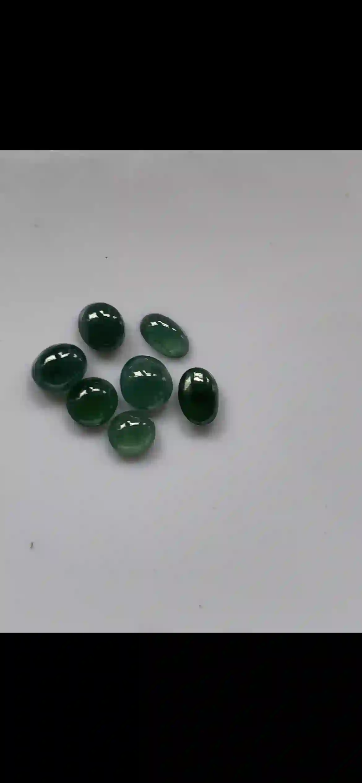 Seven Deep Rich Green Oval & Round Loose Cabochons | Myanmar Jadeite reference #25470001
