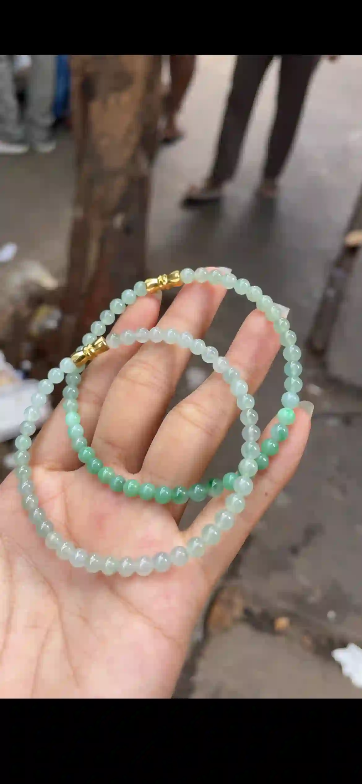 Icy Pale Green Jadeite Beaded Double-Wrap Bracelet, view 2 | Myanmar Jadeite reference #13350001