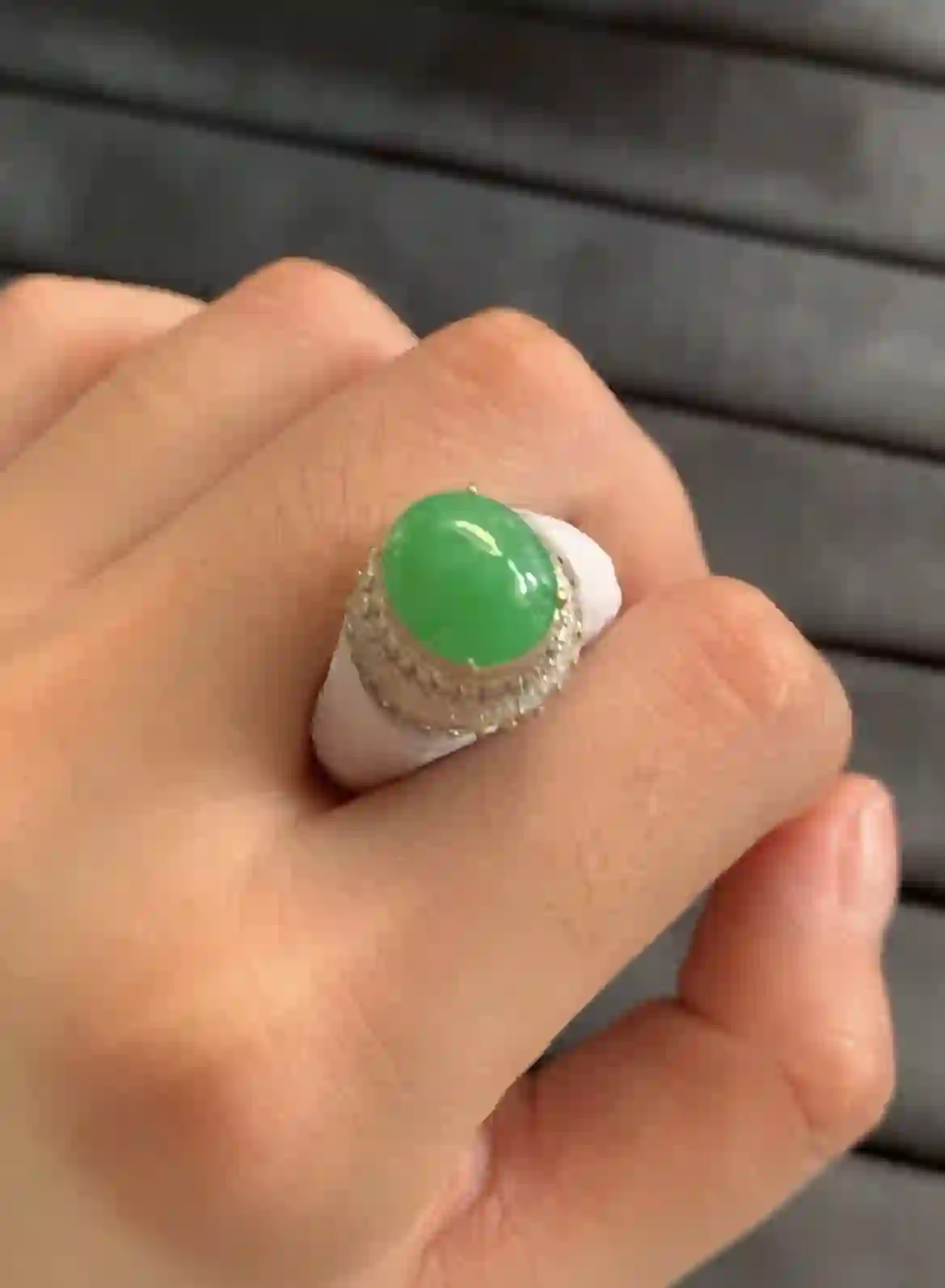 Luxury Green Jade Ring, view 2 | Myanmar Jadeite reference #2130003