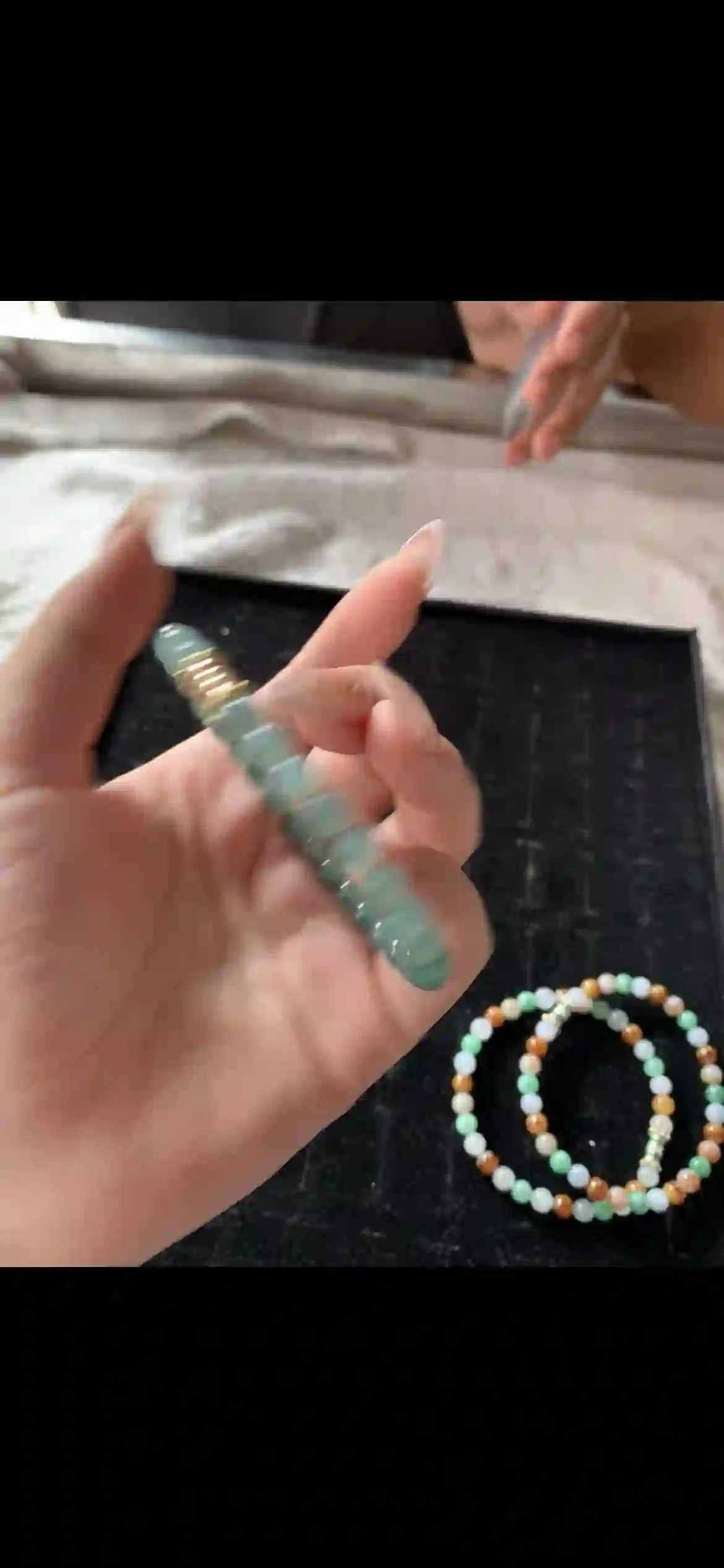 Gradient Green Jade Bead Bracelet & Multicolor Bead Strand Set, view 2 | Myanmar Jadeite reference #25560001