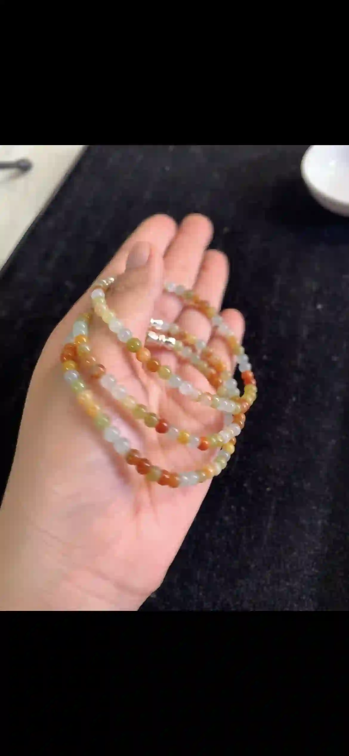 Vivid Apple Green Jade Bead Long Necklace with Gold Clasp | Myanmar Jadeite reference #21720001