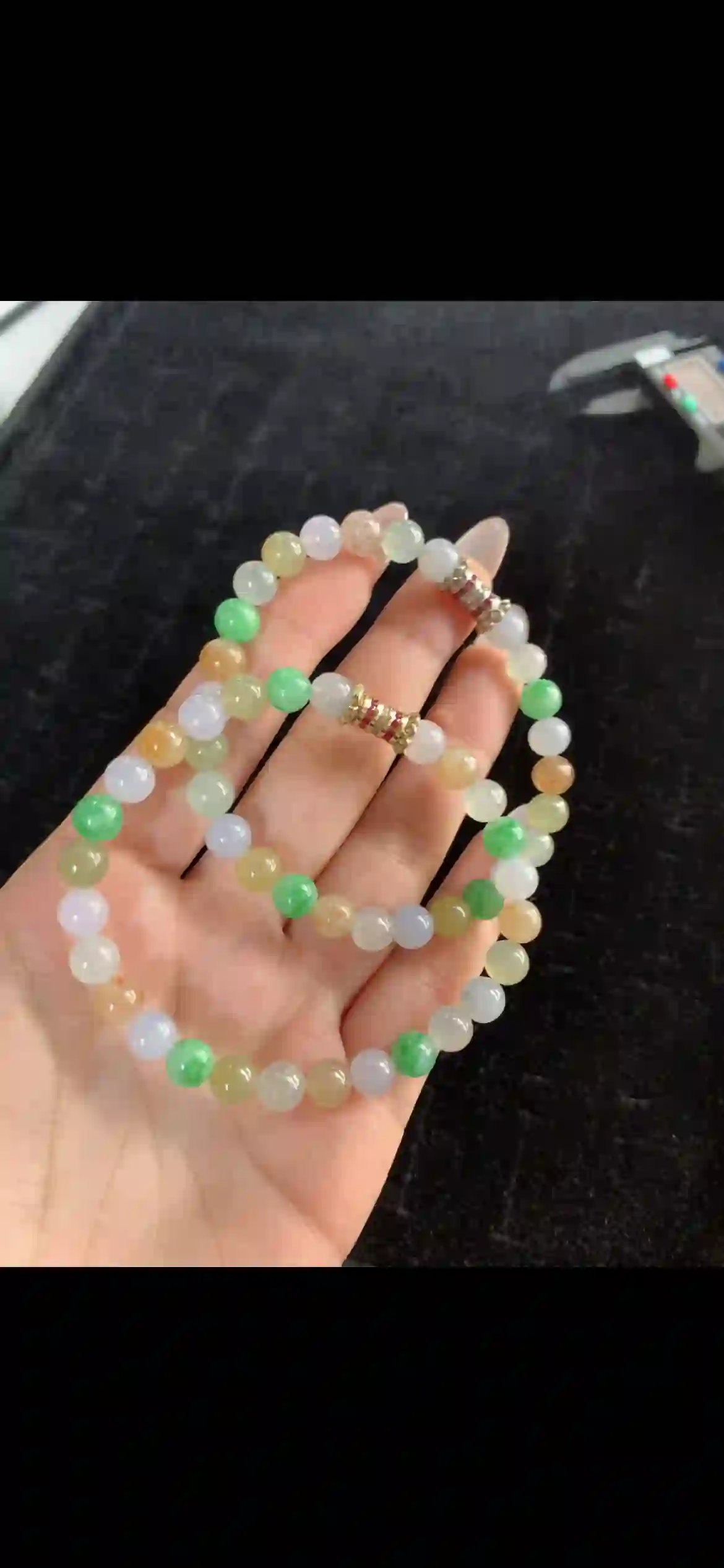 Multi-Color Jade Double-Strand Bracelet — Icy White, Apple Green, Honey Yellow & Lavender | Myanmar Jadeite reference #28980001
