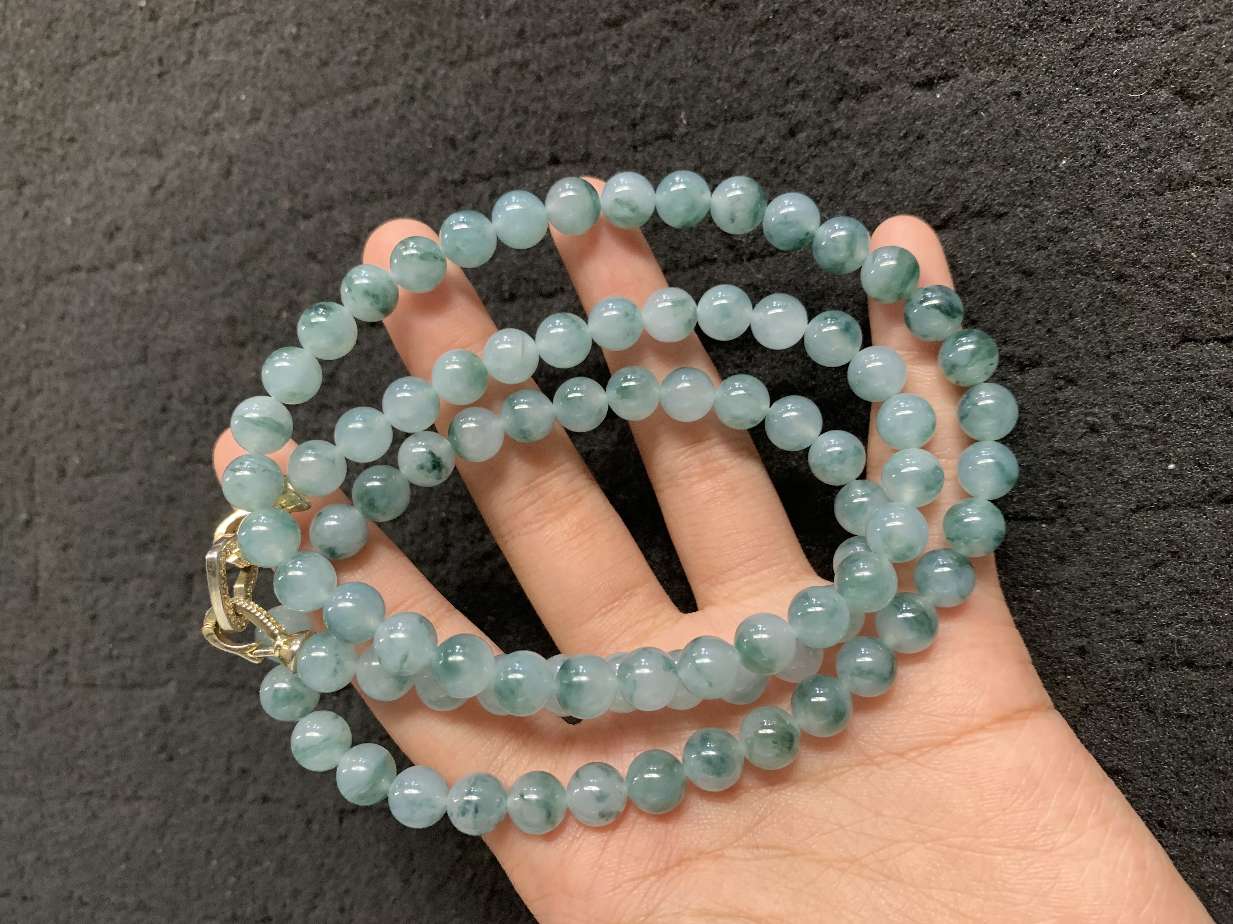 Natural Blue Water Jade Bead Necklace Natural Blue Water Jade Bead Necklace - Burmese Jadeite from Myanmar