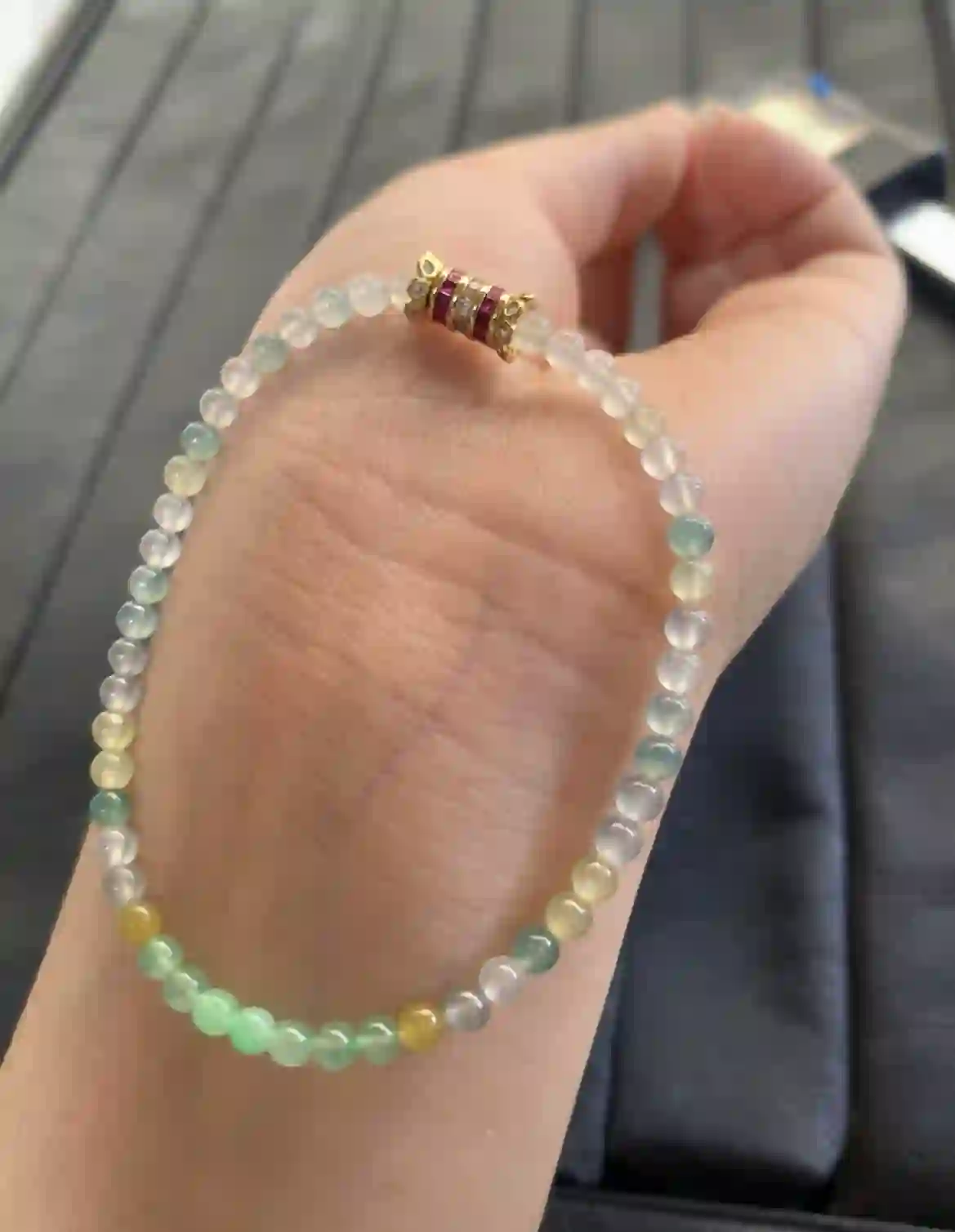 Multicolor Natural Jade Beaded Bracelet, view 2 | Myanmar Jadeite reference #2370009