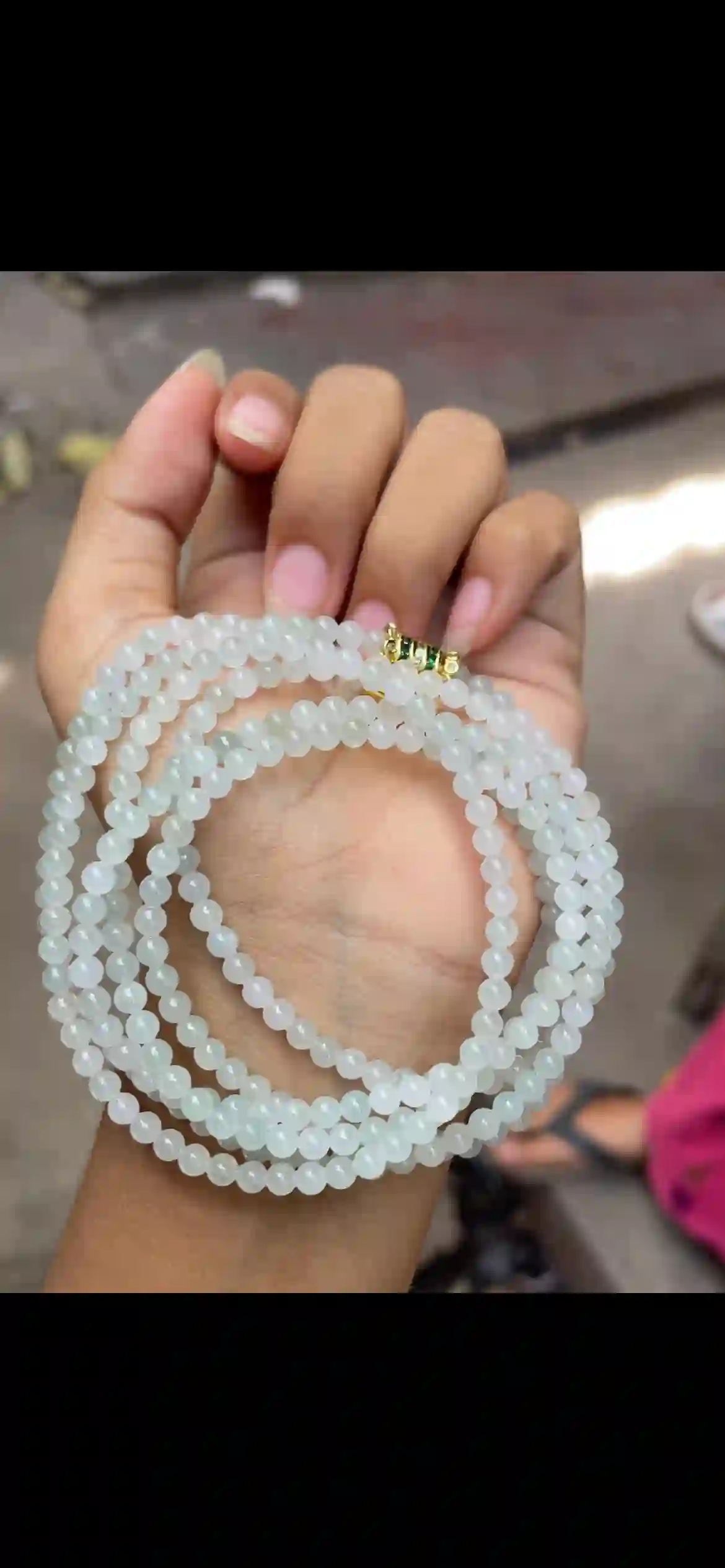 Icy Translucent White Jadeite Multi-Loop Bead Braceletwo, view 2 | Myanmar Jadeite reference #10380001