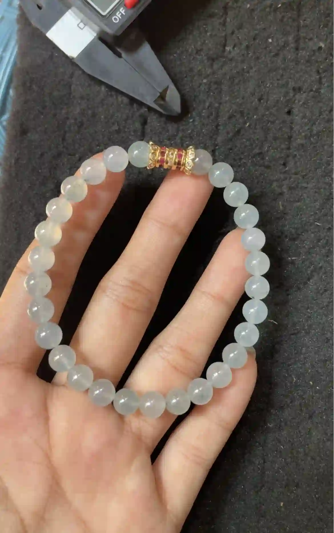 Icy Translucent Jade Beaded Bracelet, view 2 | Myanmar Jadeite reference #2670002