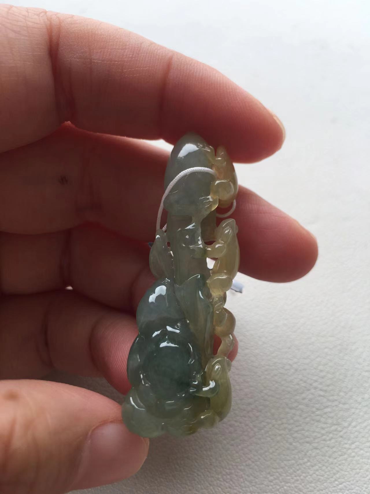 Natural Multicolor Jade Carved Pendant - Burmese Jadeite Type A from Hpakant, Myanmar | Myanmar Jadeite