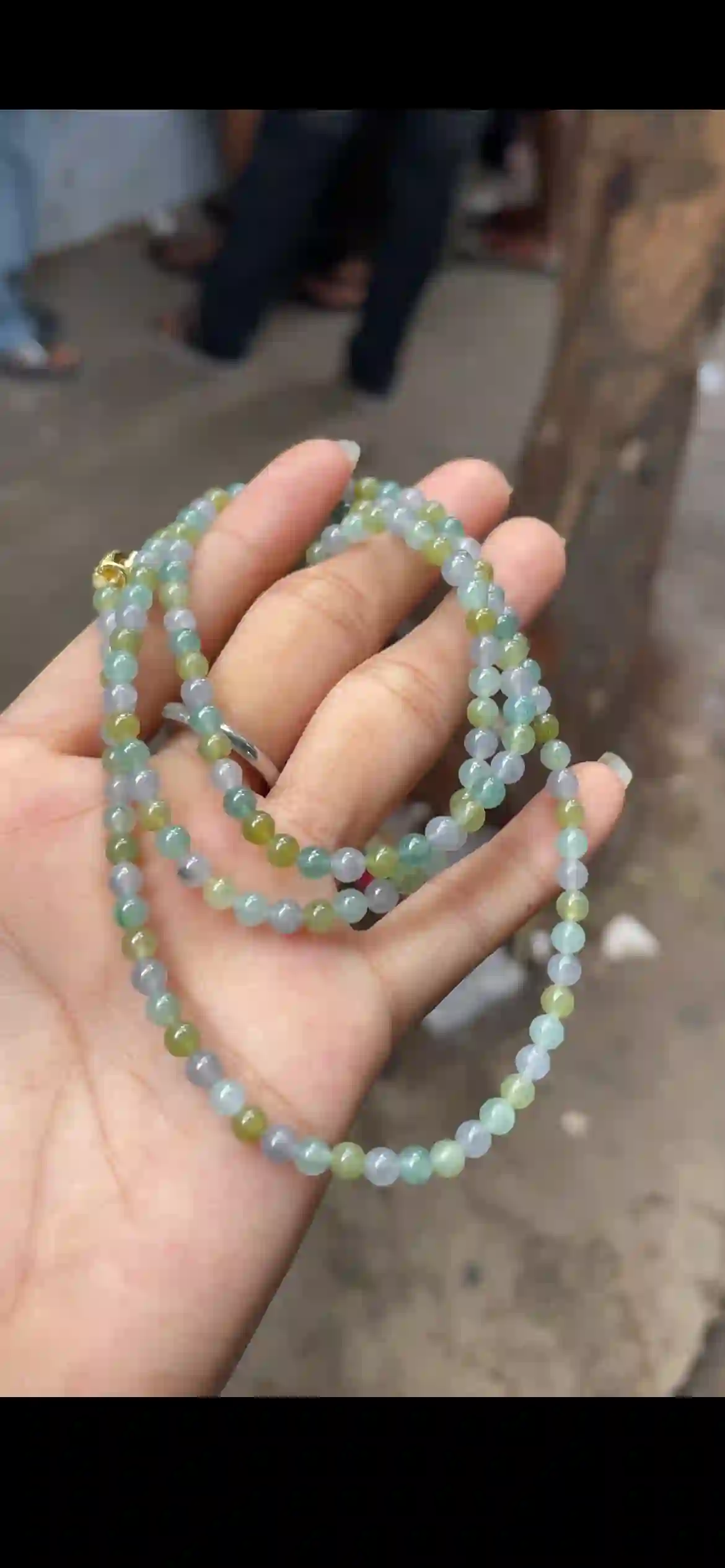 Tri‑Color Icy Jadeite Multi‑Wrap Beaded Bracelet | Myanmar Jadeite reference #12390001