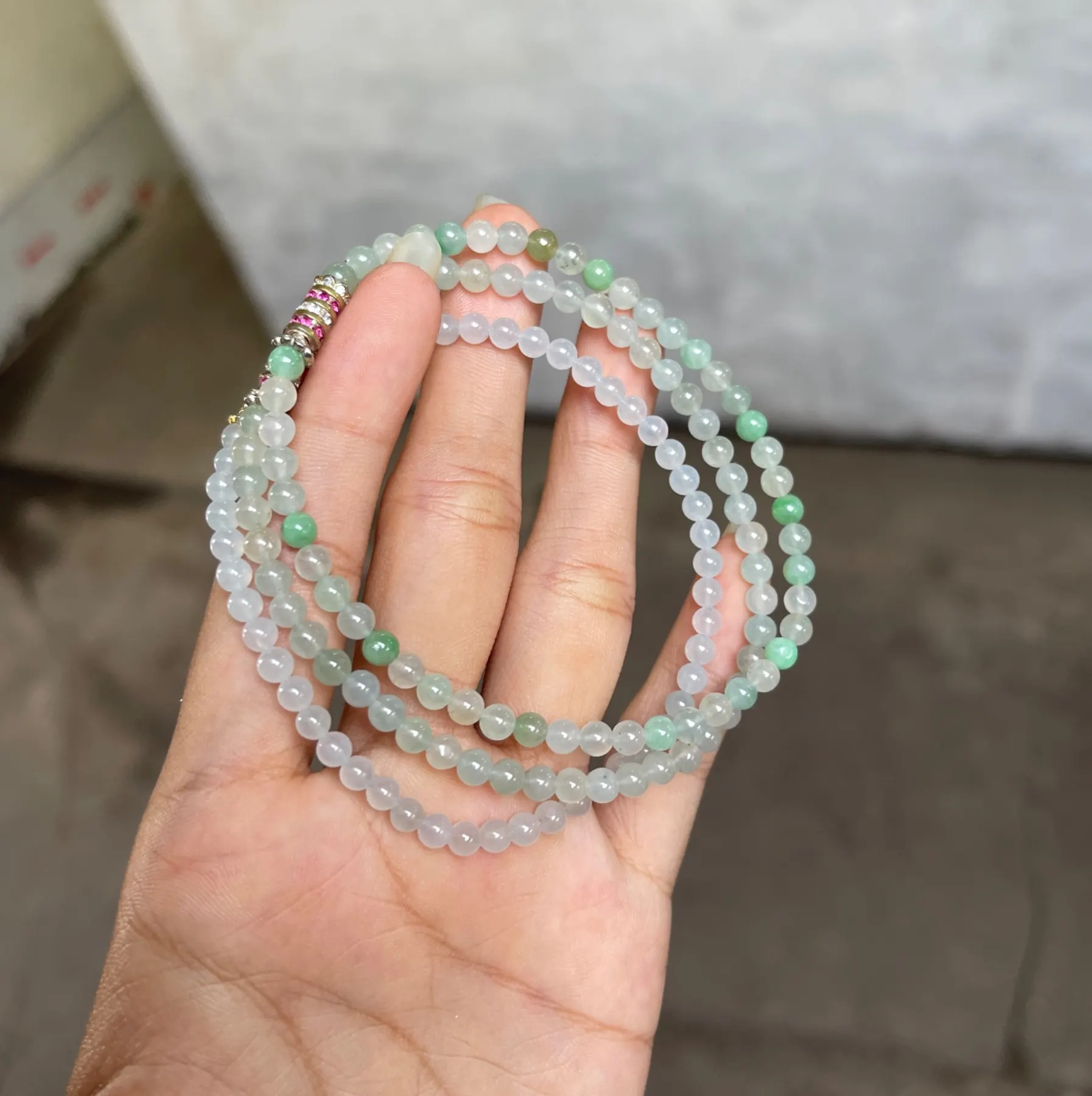 Natural High-Translucency Ice Variety Pastel Mint, Lavender & Floating Green Jadeite Multi- | Myanmar Jadeite reference #39150002