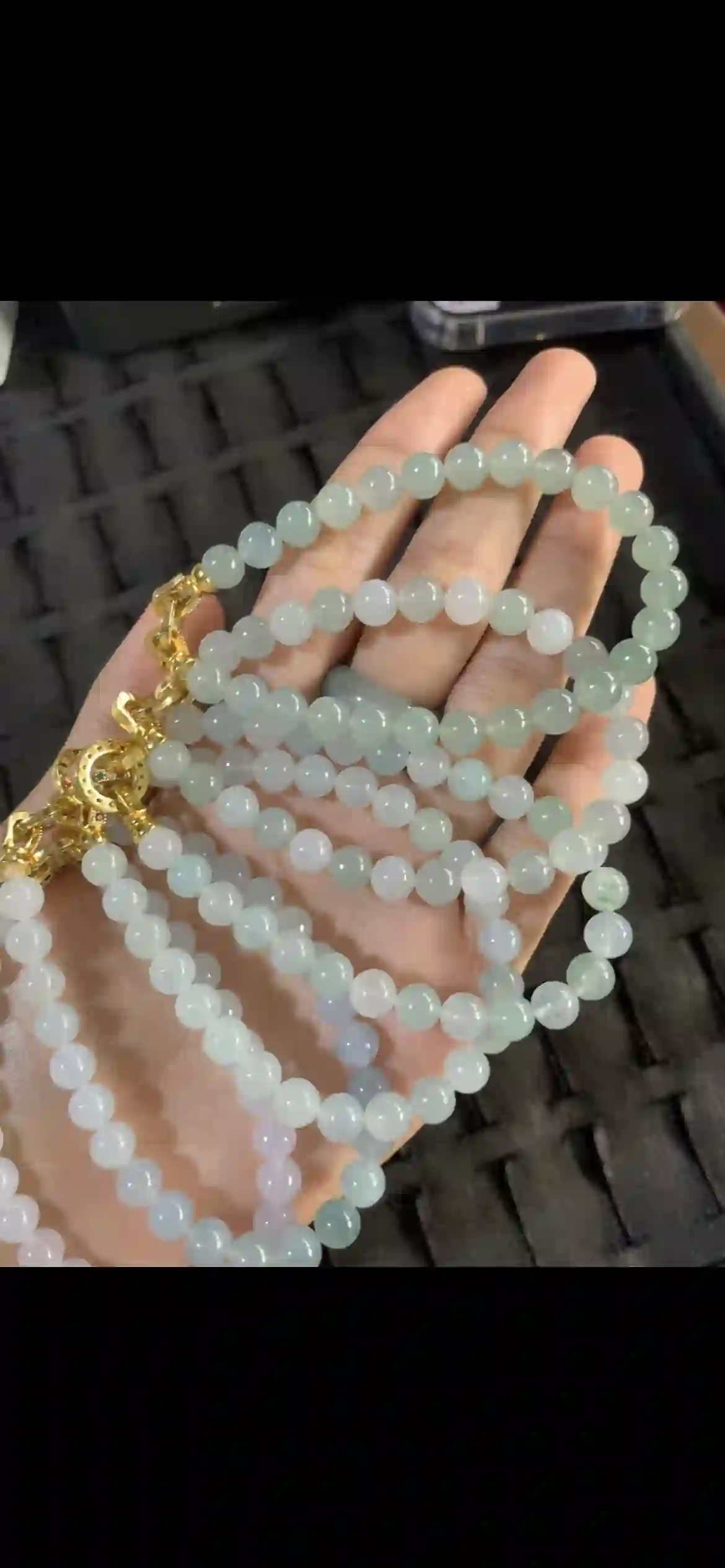 Premium Natural Jadeite Bead Strands – Soft Pastel Tones with Gold‑Tone Clasps, view 2 | Myanmar Jadeite reference #26340001
