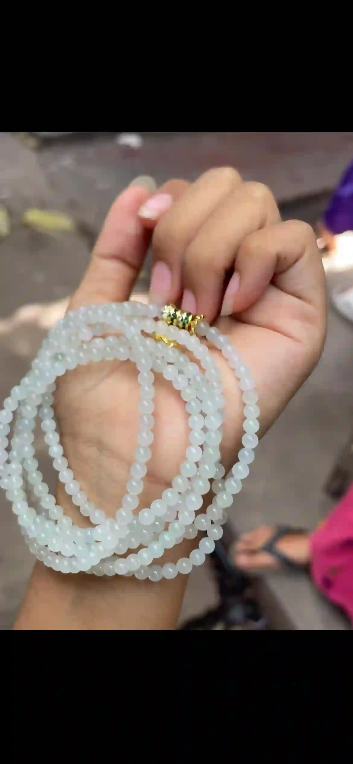 Icy Translucent White Jadeite Multi-Loop Bead Braceletwo | Myanmar Jadeite reference #10380001