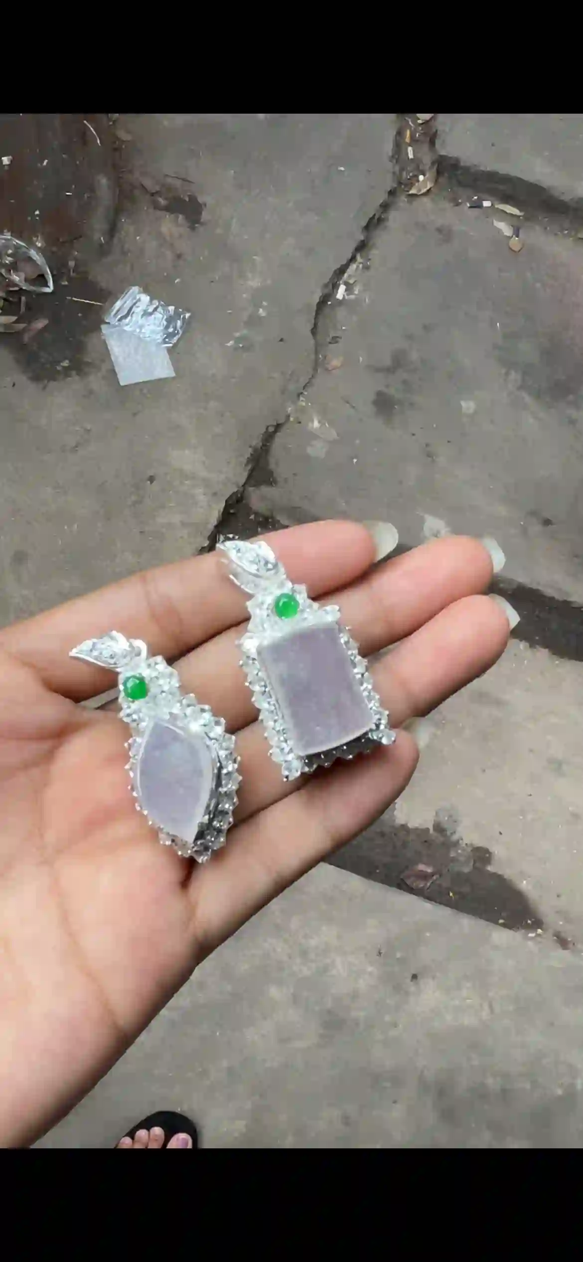 Lavender Jadeite Silver Inlaid Pendant Set | Myanmar Jadeite reference #8190002