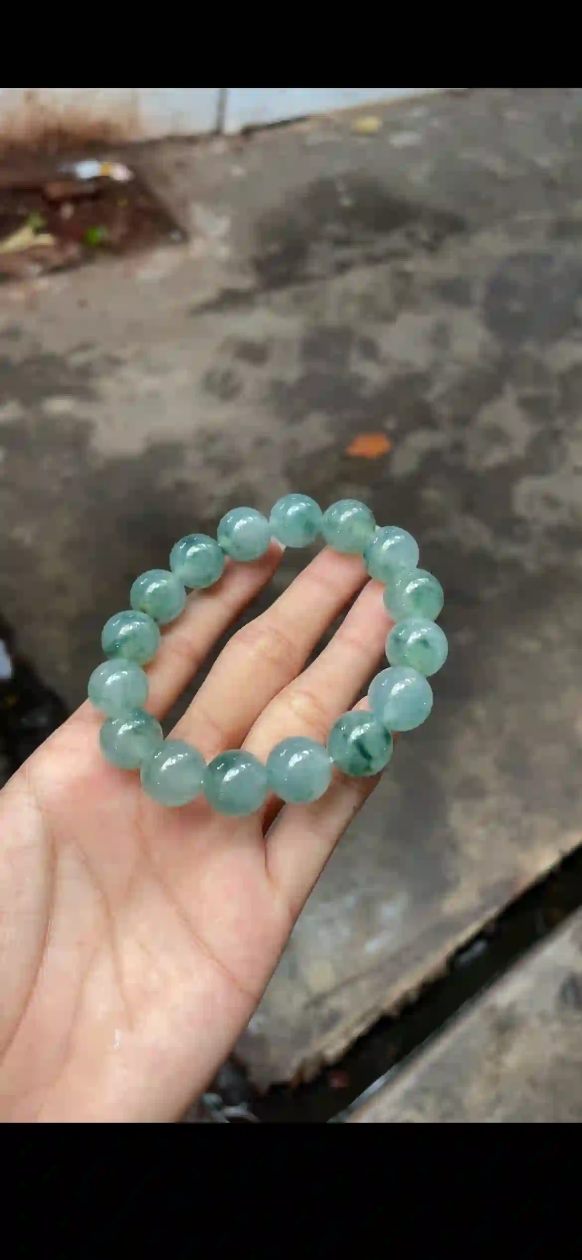 Large Bead Icy Pale Blue Jadeite Bracelet | Myanmar Jadeite reference #15360001