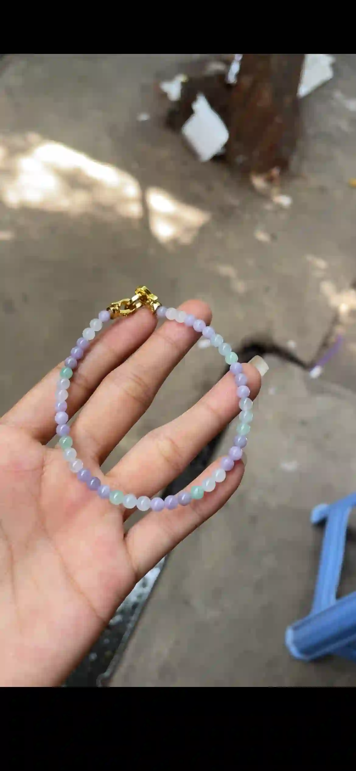Delicate Lavender & Pale Green Gradient Jade Bead Bracelet, view 2 | Myanmar Jadeite reference #18750001