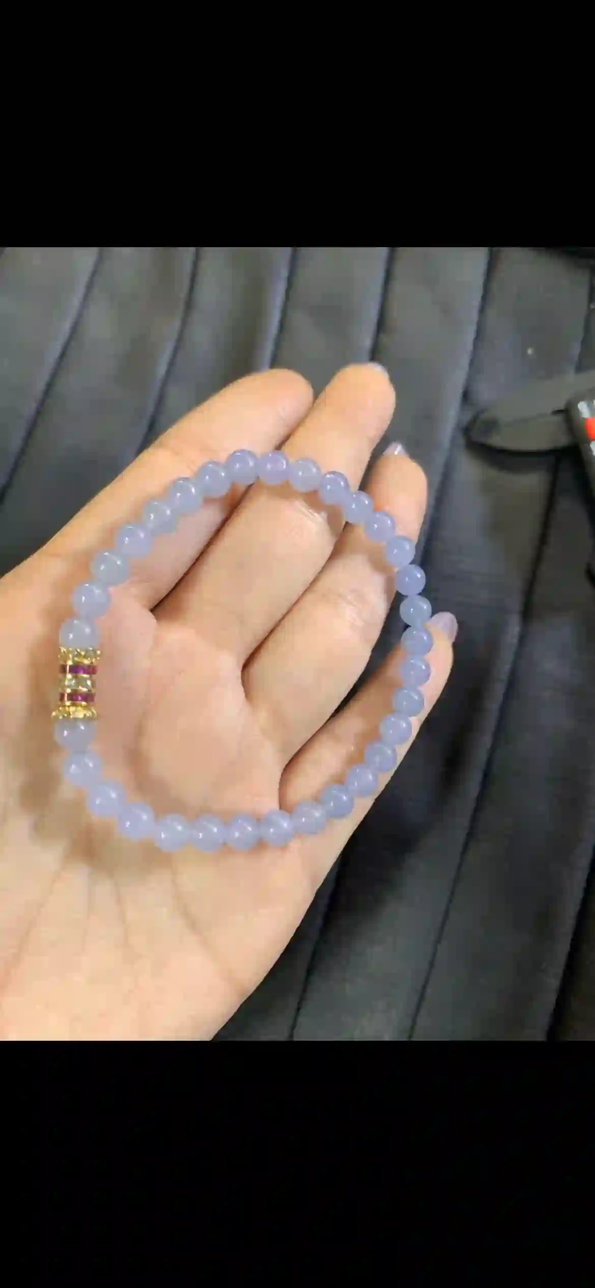 Natural Lavender Icy Jadeite Bead Bracelet, view 2 | Myanmar Jadeite reference #7110002