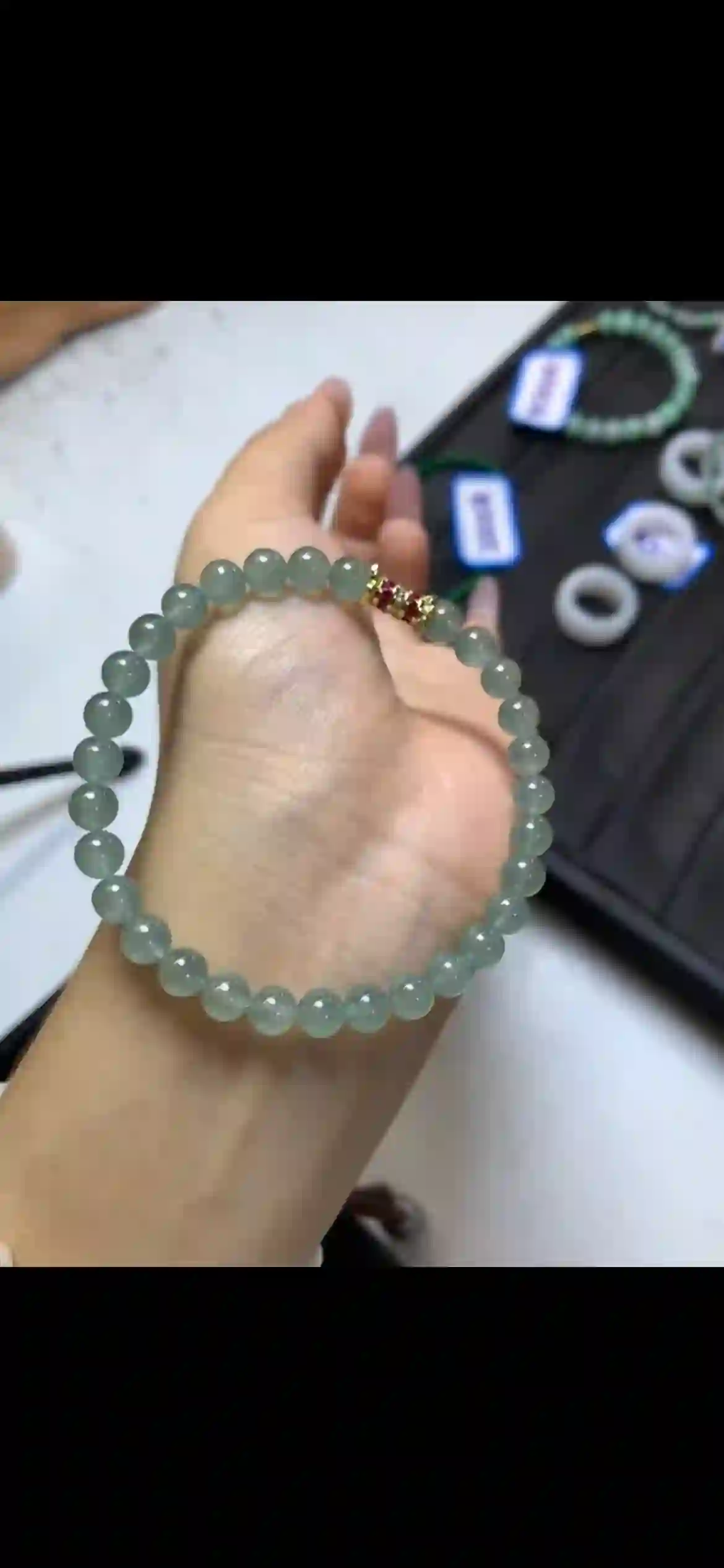 Icy Uniform Watery Green Jadeite Single‑Wrap Bracelet, view 2 | Myanmar Jadeite reference #13020001