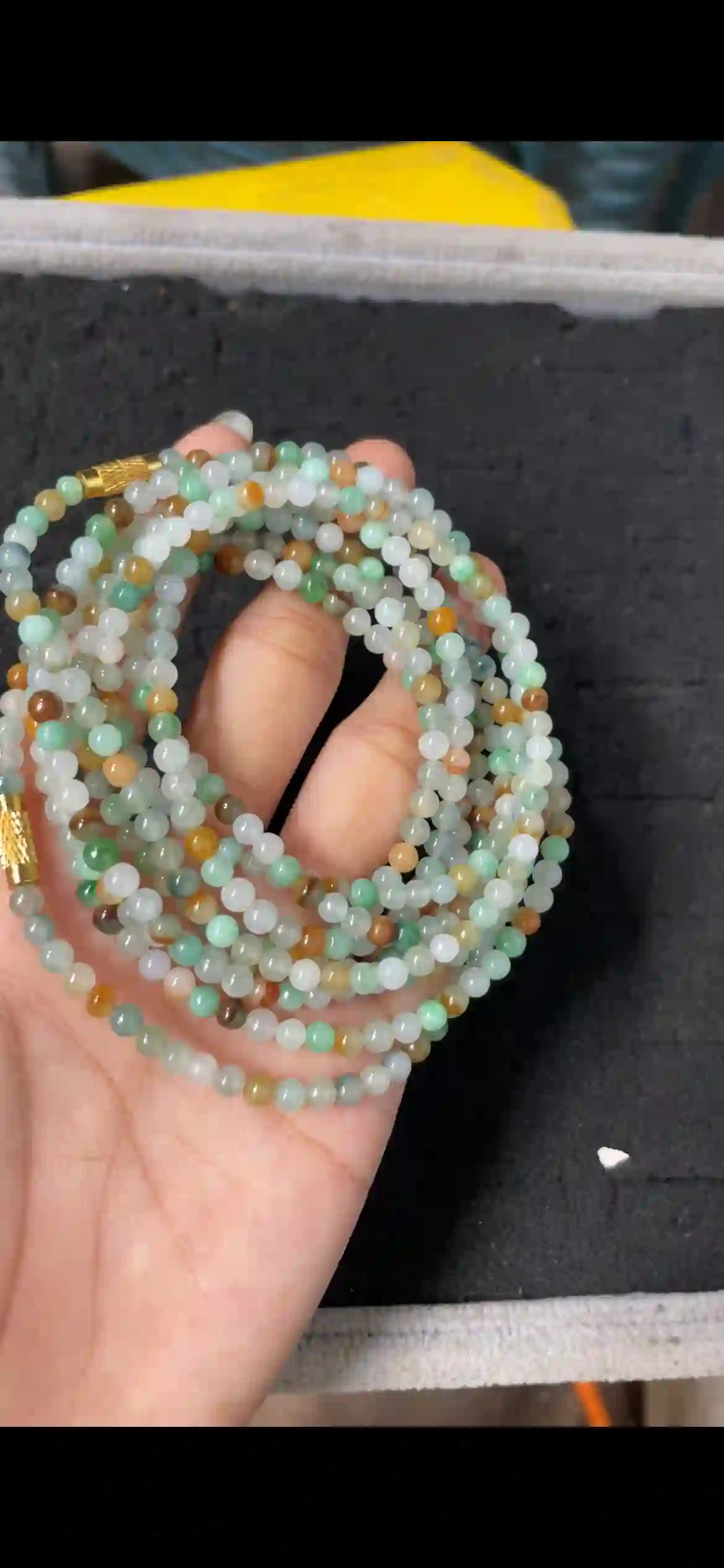 Multicolor Icy Jade Bead Multi-Layer Bracelet with Gold Spacer | Myanmar Jadeite reference #6480001