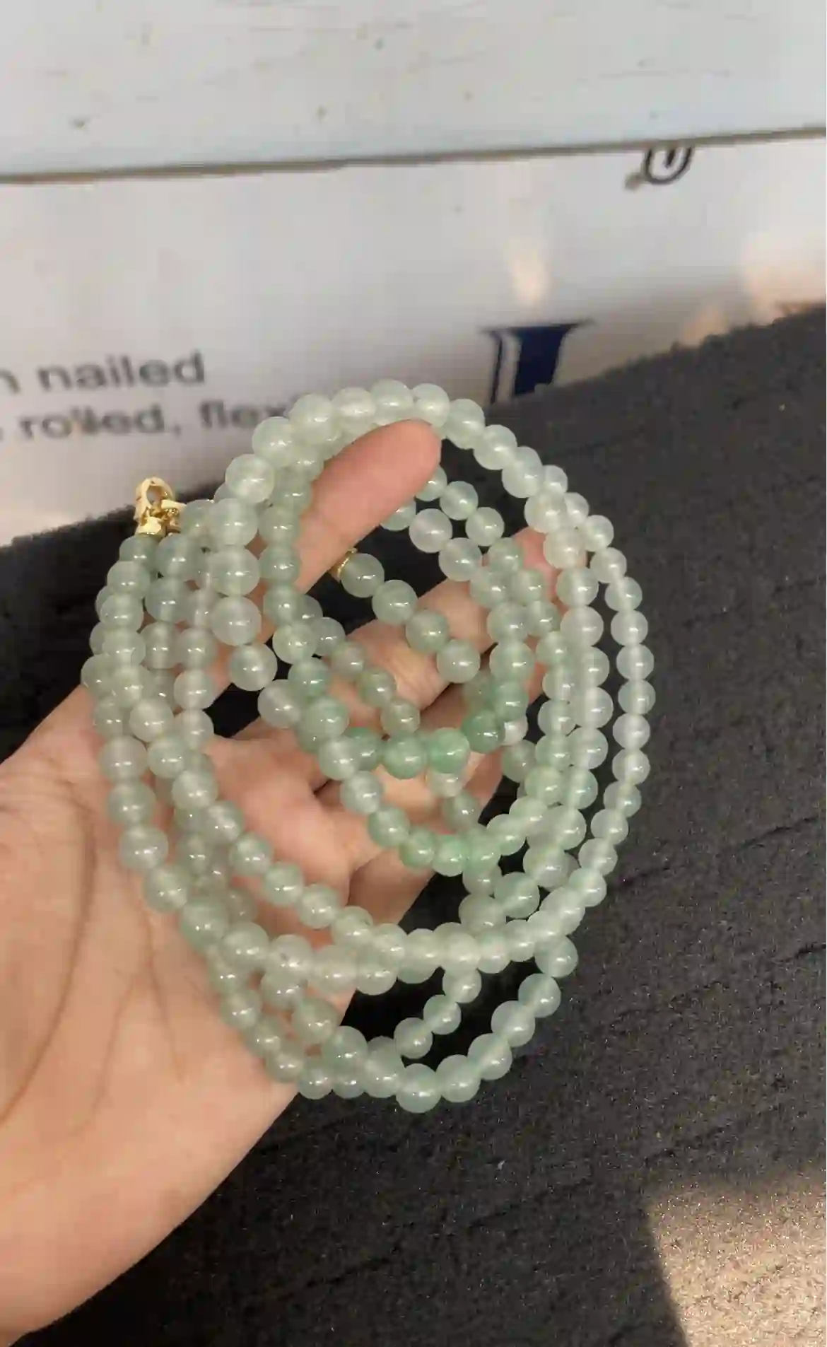 Natural Icy Green Jade Beaded Necklace, view 2 | Myanmar Jadeite reference #2310010