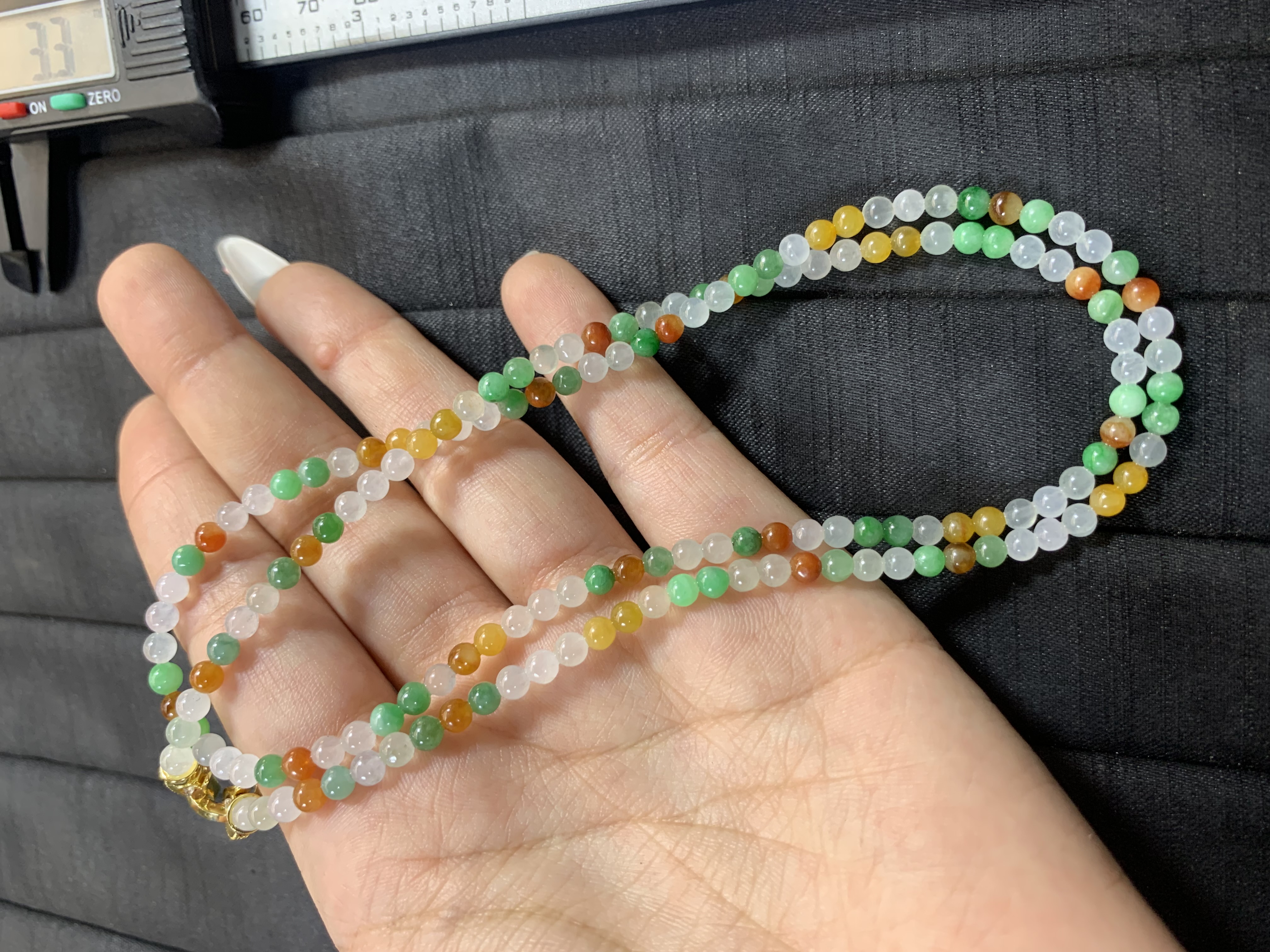 Multicolor Natural Jade Beaded Necklace - Burmese Jadeite Type A from Hpakant, Myanmar | Myanmar Jadeite