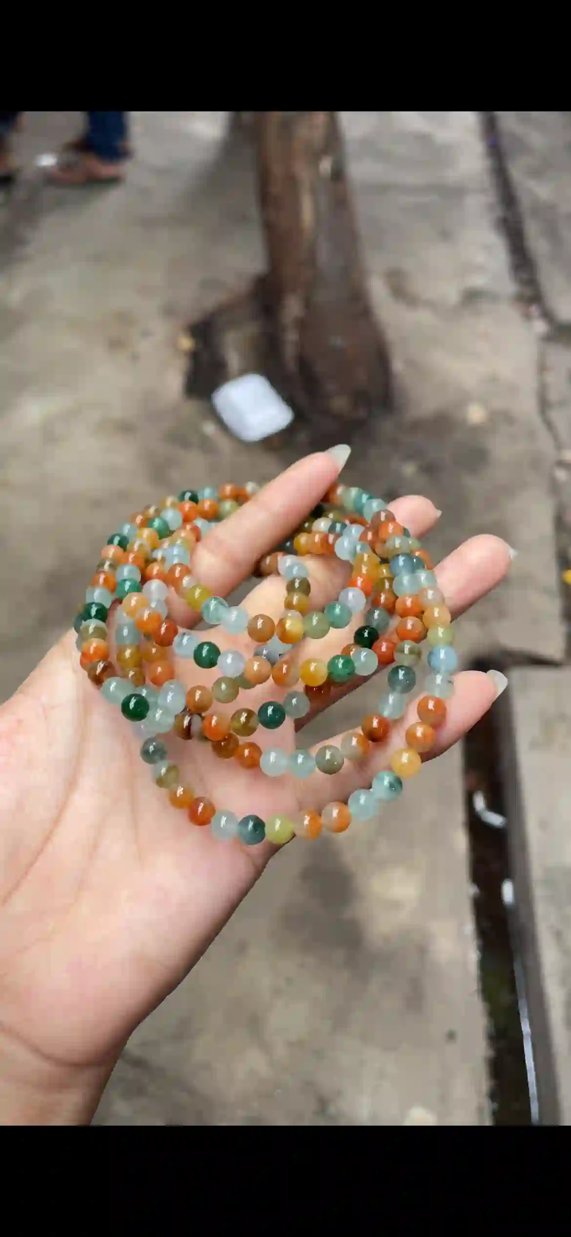  Multicolor Rainbow Jadeite Multi‑Wrap Bracelet & Long Strand, view 2 | Myanmar Jadeite reference #8730001
