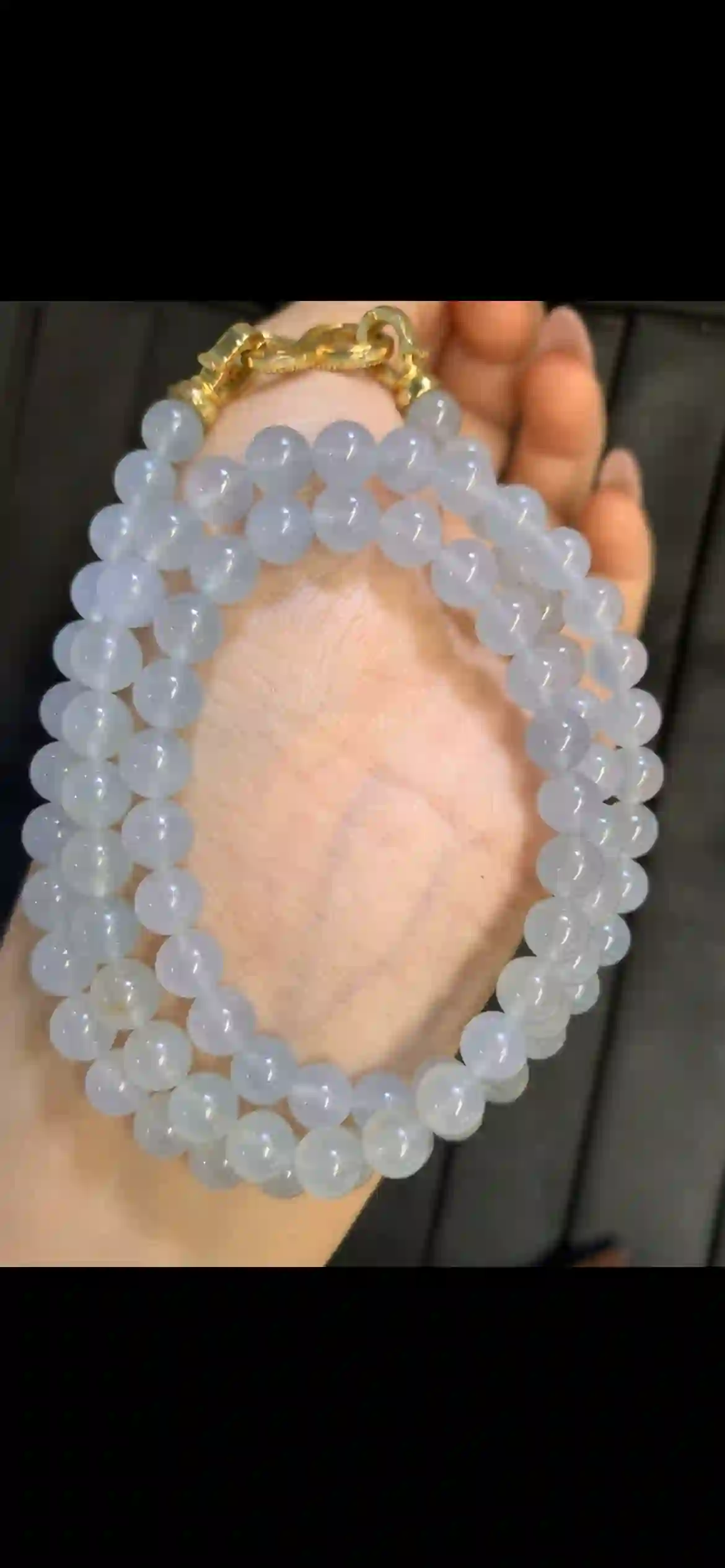  Icy Transparent White Jadeite Double-Layer Bracelet, view 2 | Myanmar Jadeite reference #8310004