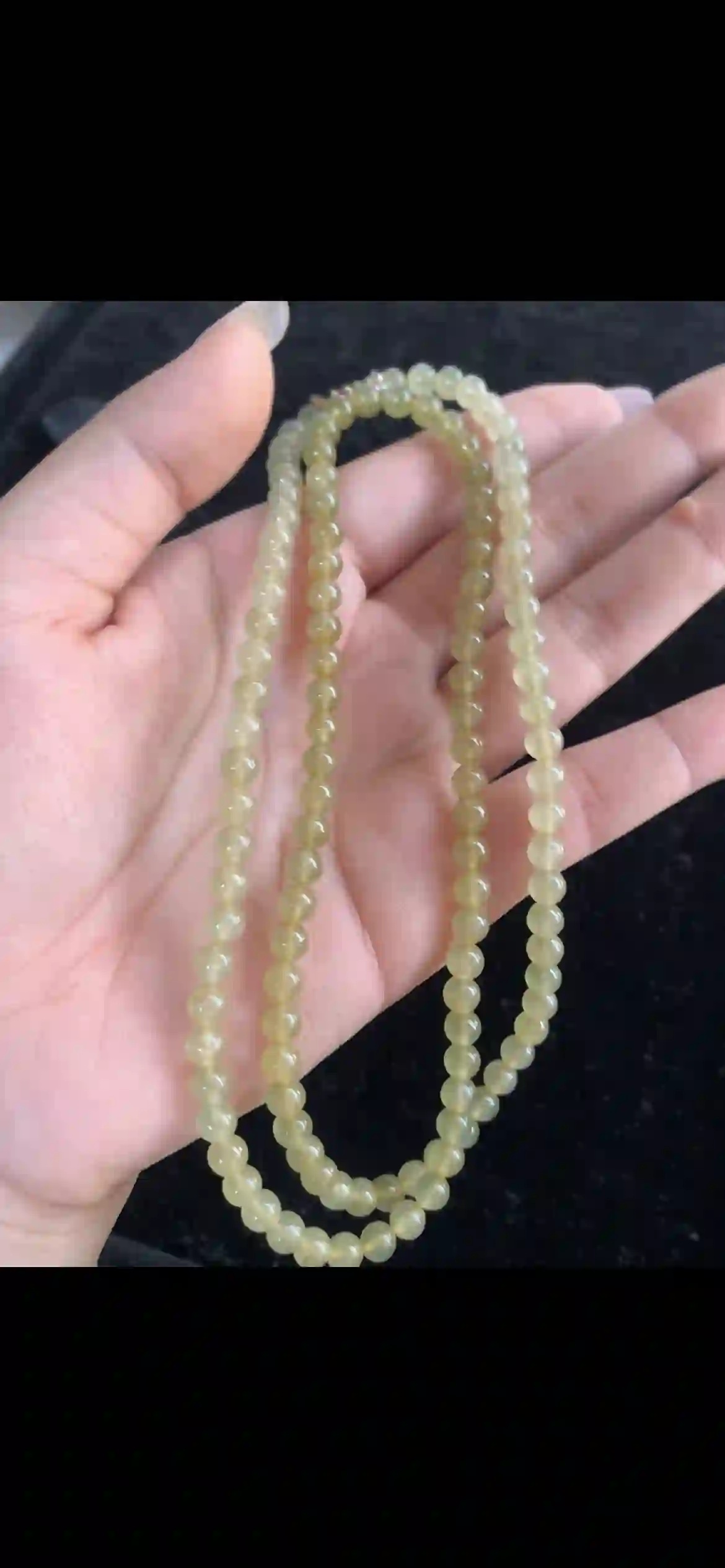 Warm Honey Yellow Jade Beaded Necklace — Fine Round Gemstone Strand, view 2 | Myanmar Jadeite reference #29550001