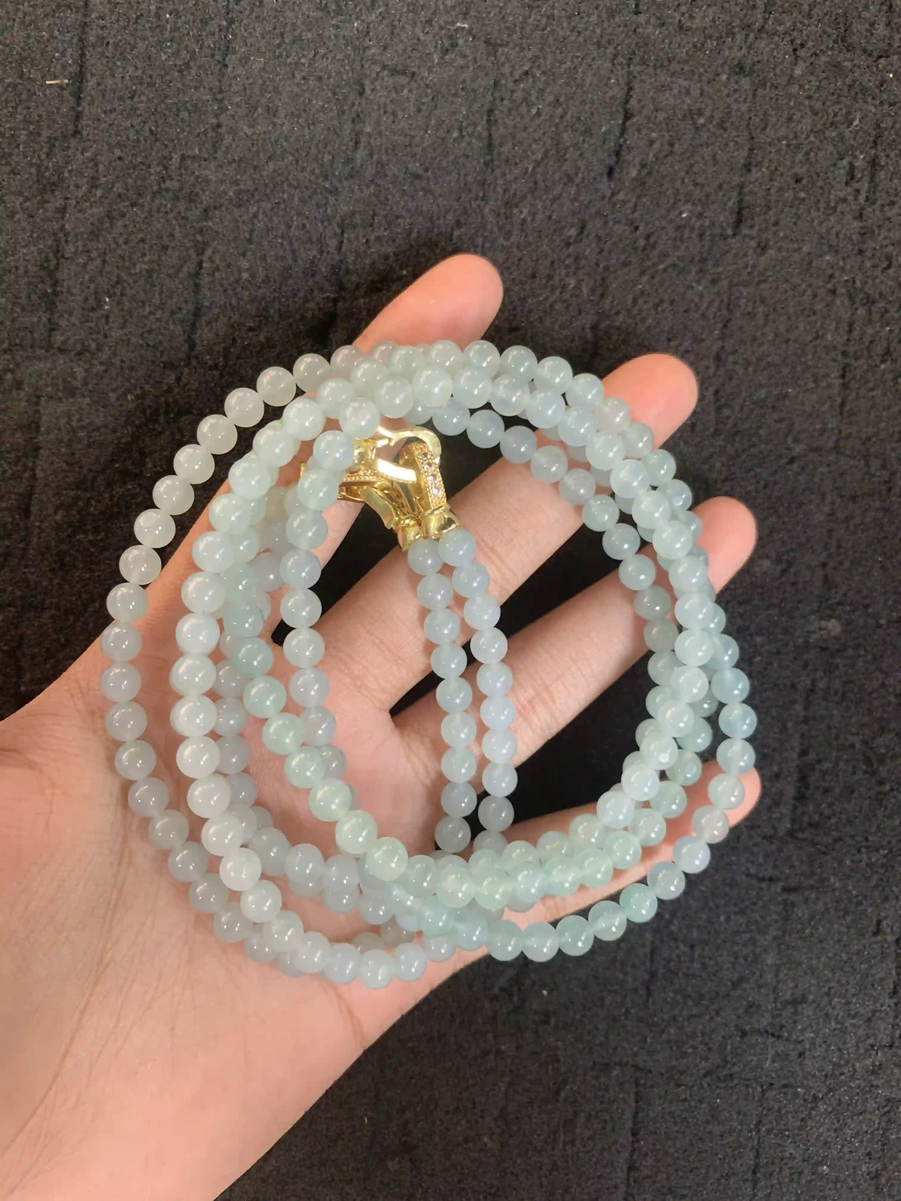 Light Green Jadeite Beaded Multi-strand Bracelet/Necklace | Myanmar Jadeite reference #900002
