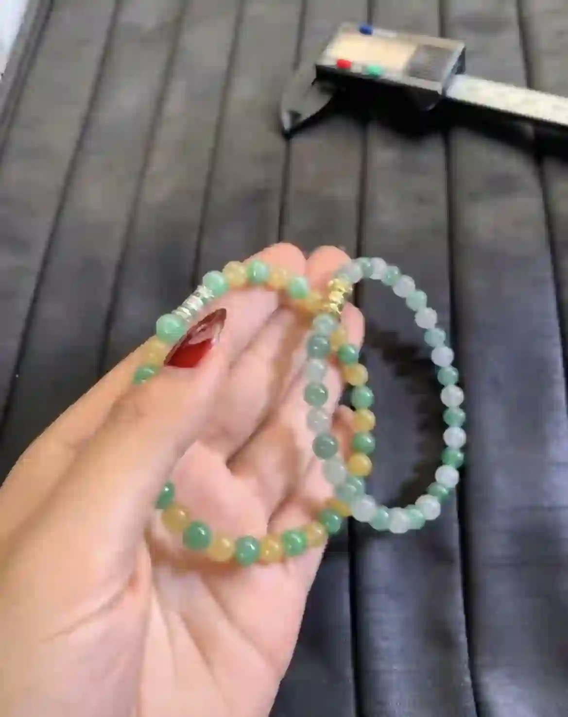  Multicolor Green & Yellow Jade Beaded Double-Layer Bracelet, view 2 | Myanmar Jadeite reference #2880004