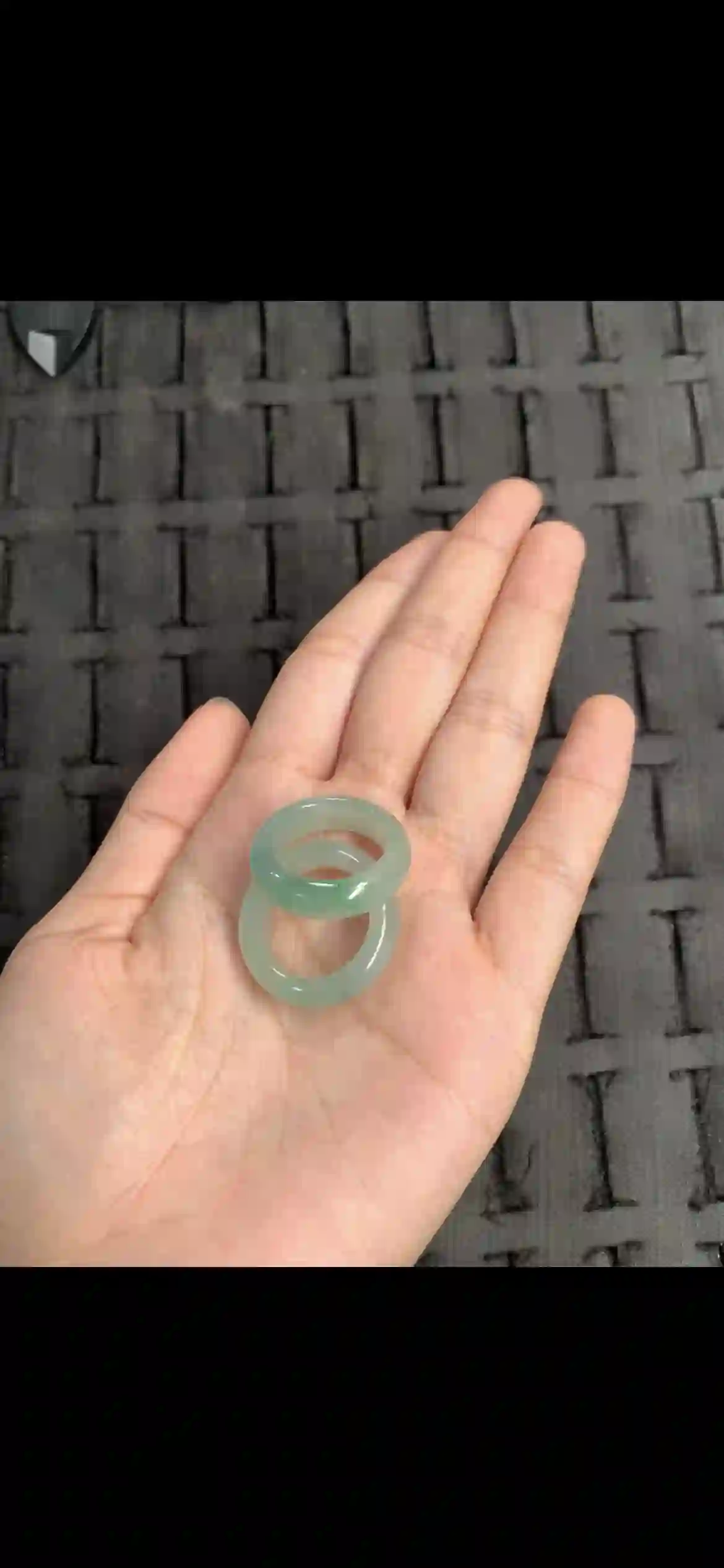 Icy Floating Green Jadeite Band Ring Pair | Myanmar Jadeite reference #12060001